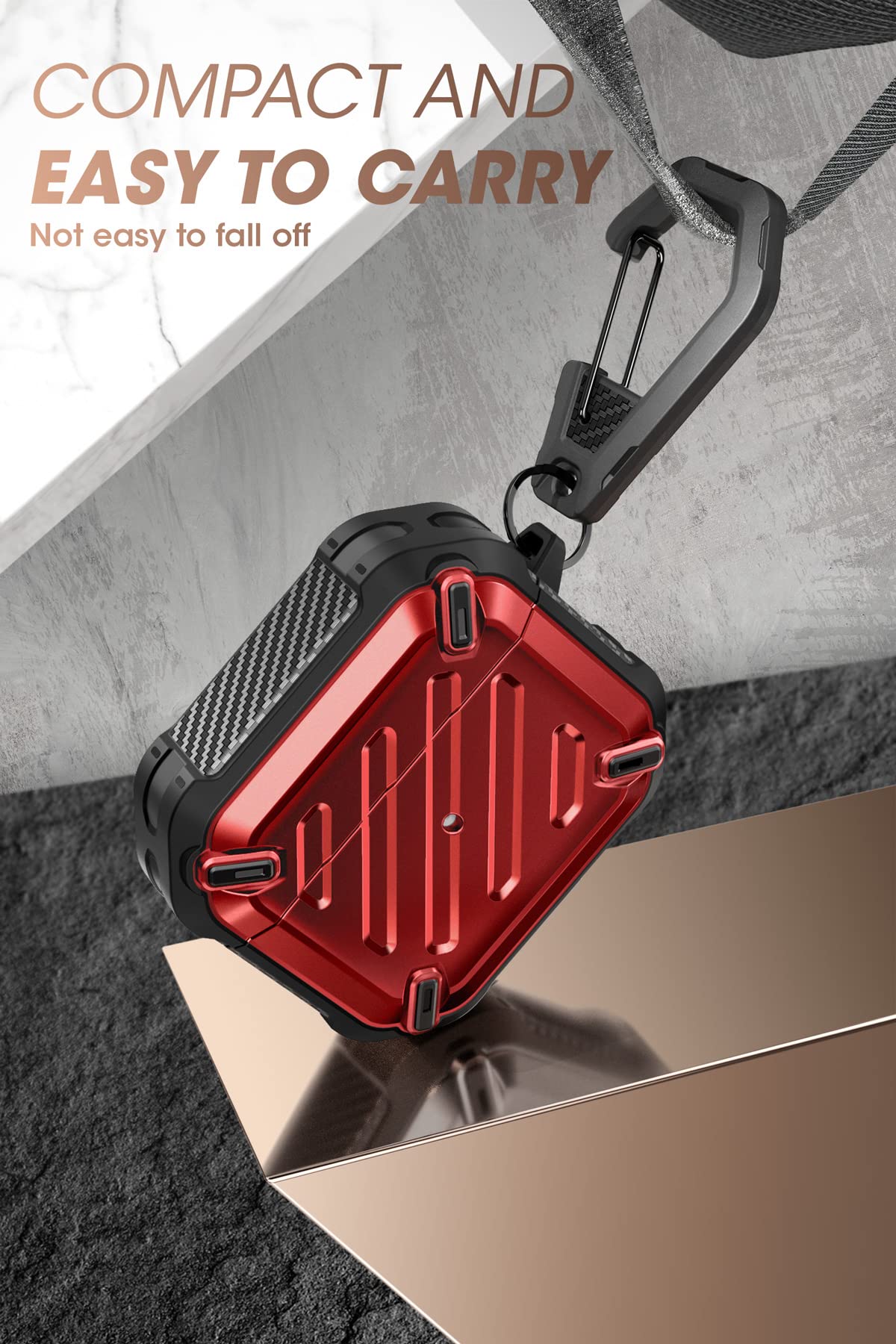 SUPCASE [Unicorn Beetle Pro Series] Case Designed for Airpods, Full Body Rugged Protective Case Compatiable with Apple AirPods 3rd - Red