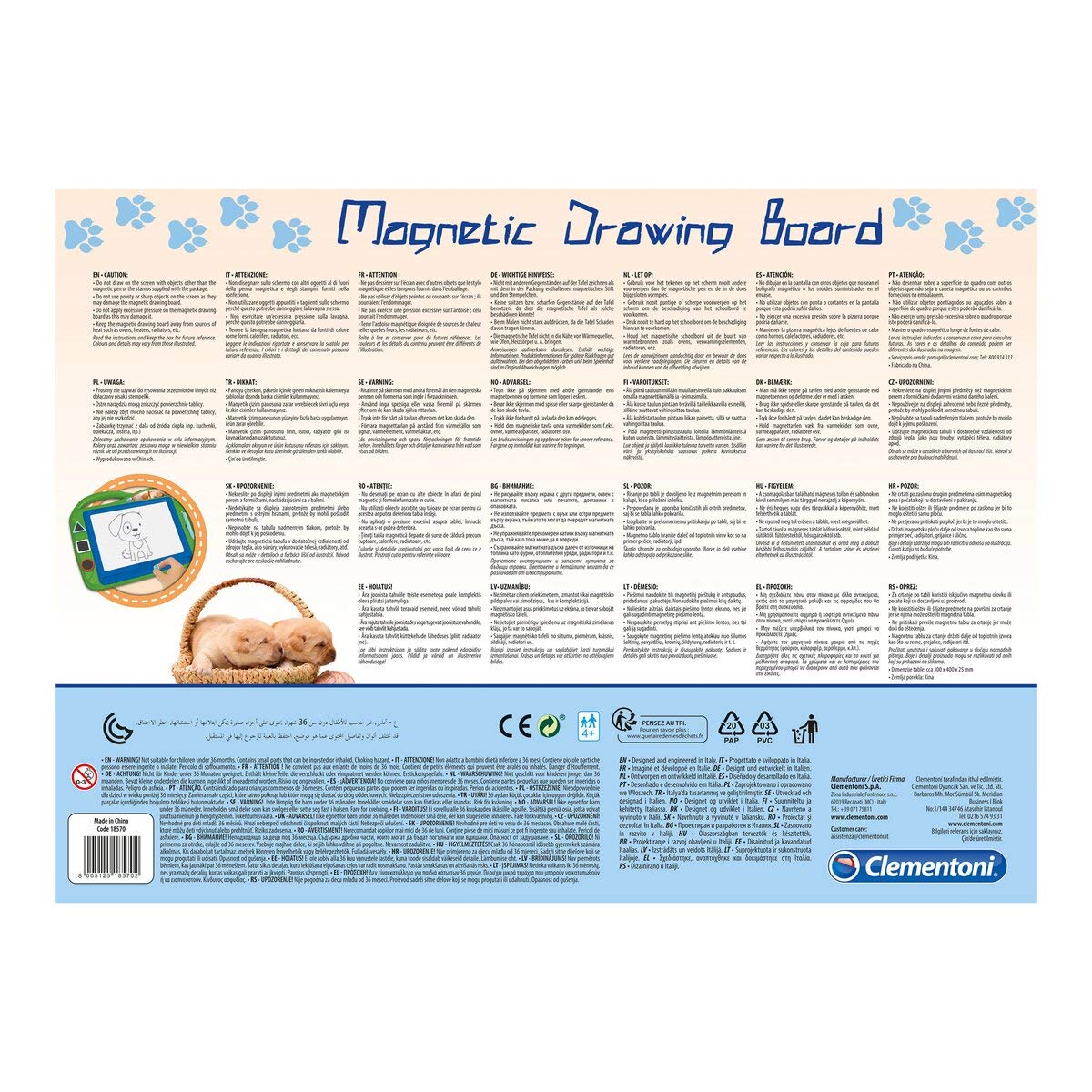 Clementoni 18570 Magic Slate for Babies Animals Multi-Coloured