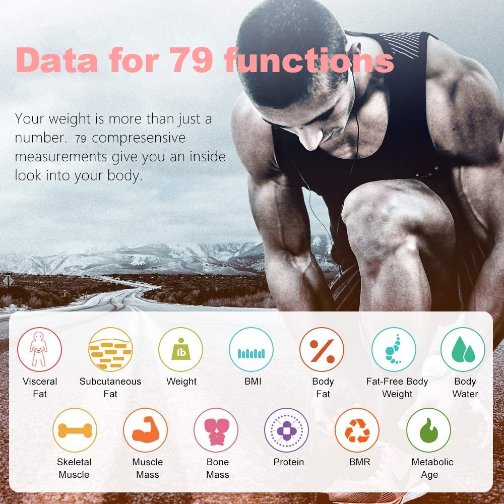 ميزان الدهون الذكي ANNA TOSANI بتقنية البلوتوث، جهاز رقمي عالي الدقة لتحليل مكونات الجسم، يقيس 79 نوعًا من البيانات الصحية. ميزان ذكي لاسلكي لتحليل دهون الجسم، متوافق مع أجهزة Android.