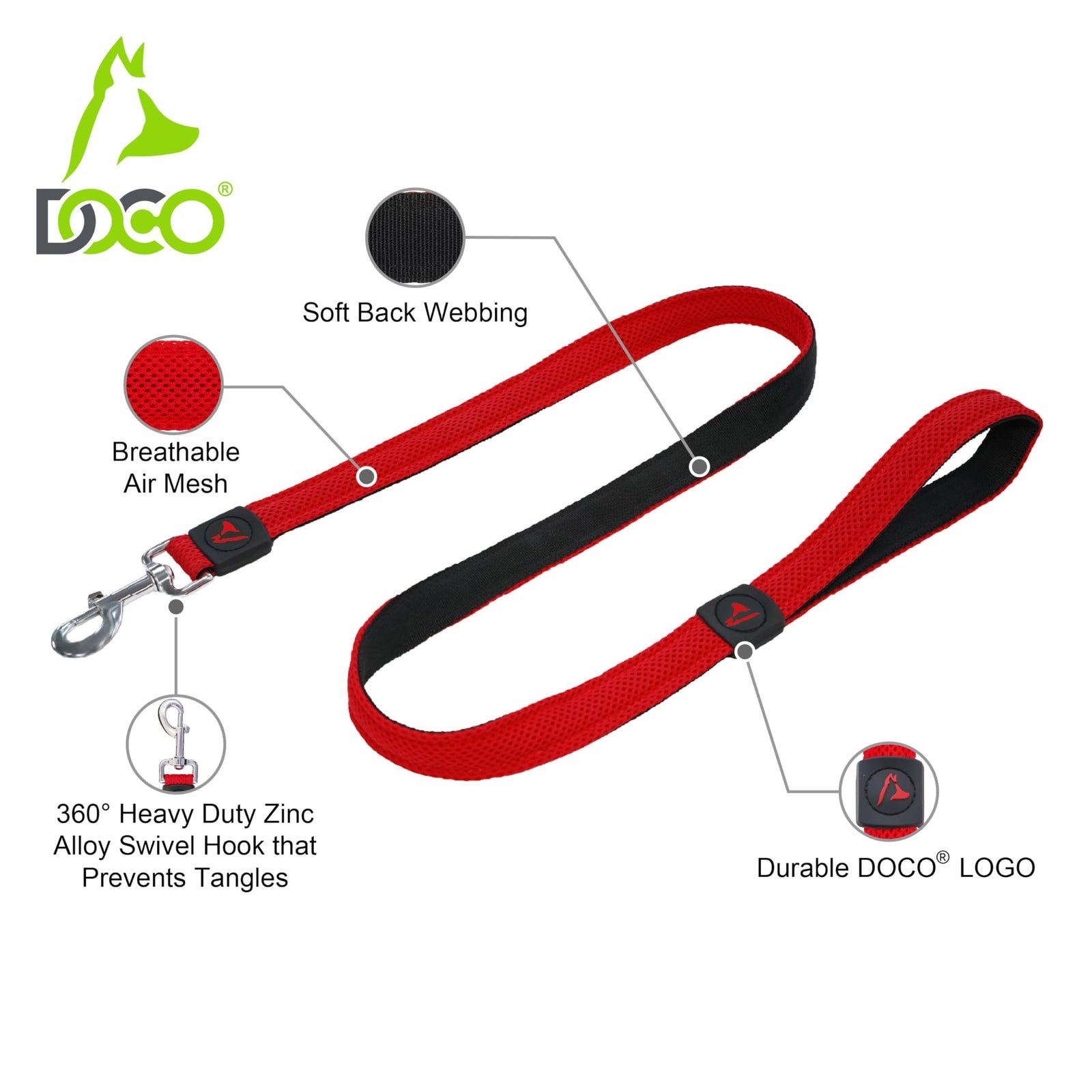 Doco 6ft  Pet Leash – Safe for Walks & Travel