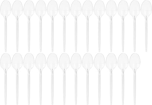 Al-Fath Plastic Spoon Set 25 Pieces White Disposable Spoons – Safqqa Egypt