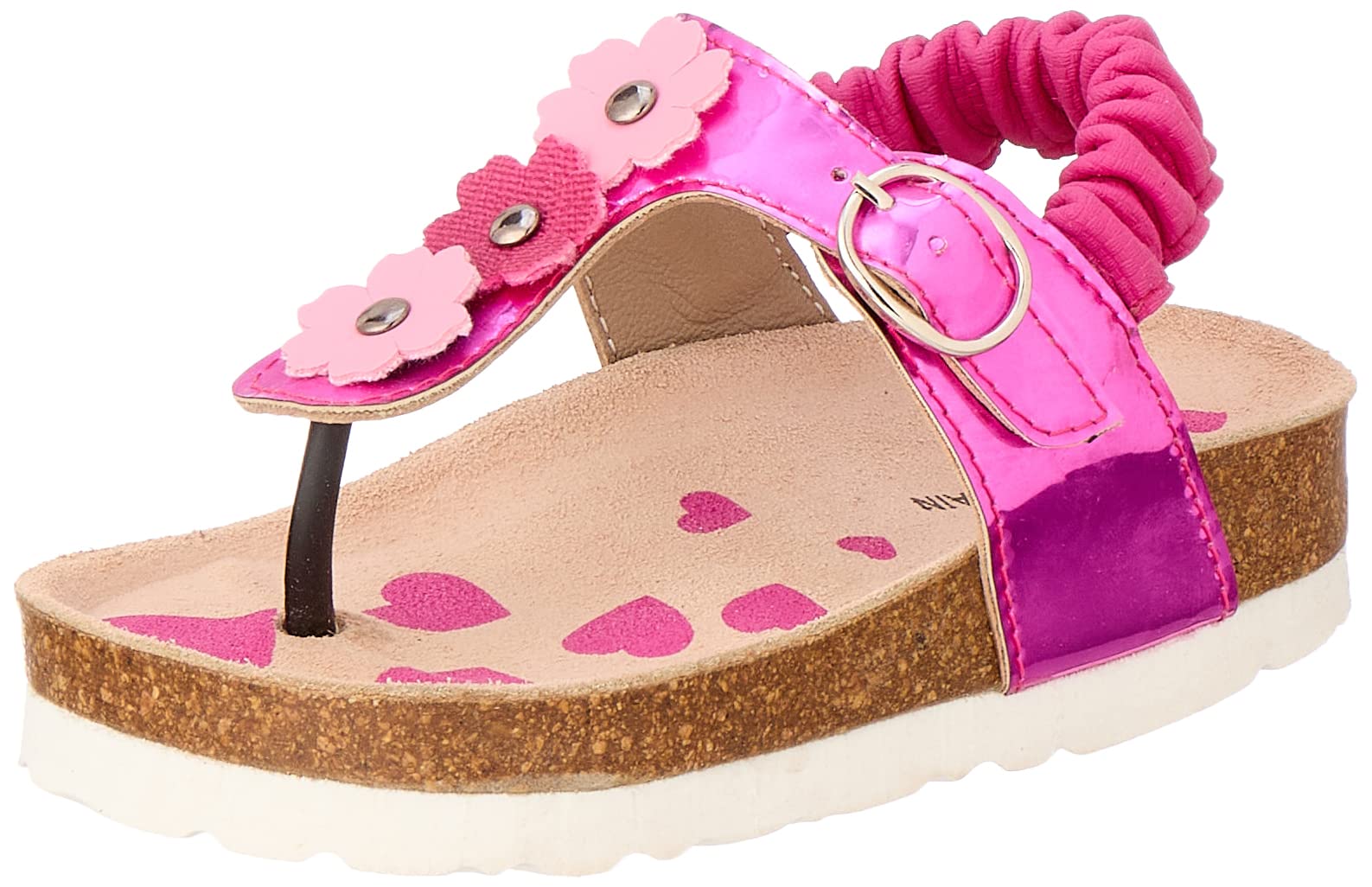 Bellino Flower Embellished Elastic Back Strap Thong Sandals for Girls