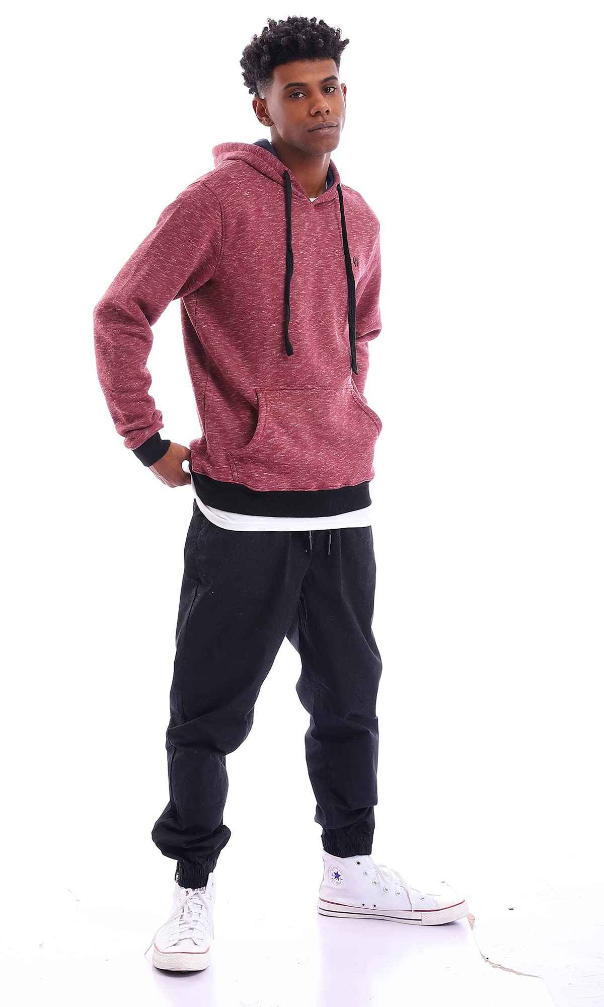 Ravin mens Ravin 96047 Slip On Heather Burgundy Hooded Neck Hoodie Sweatshirt