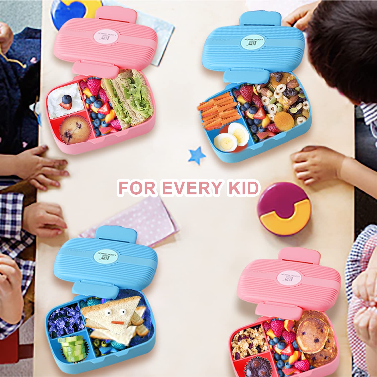 Plaman Lunch Box with compartments, Kids Lunch Box , bento Box Sustainable Leak-Proof, Lunch Box with Cutlery Kindergarten, Salad Box to go for School/Work/Picnic Trips