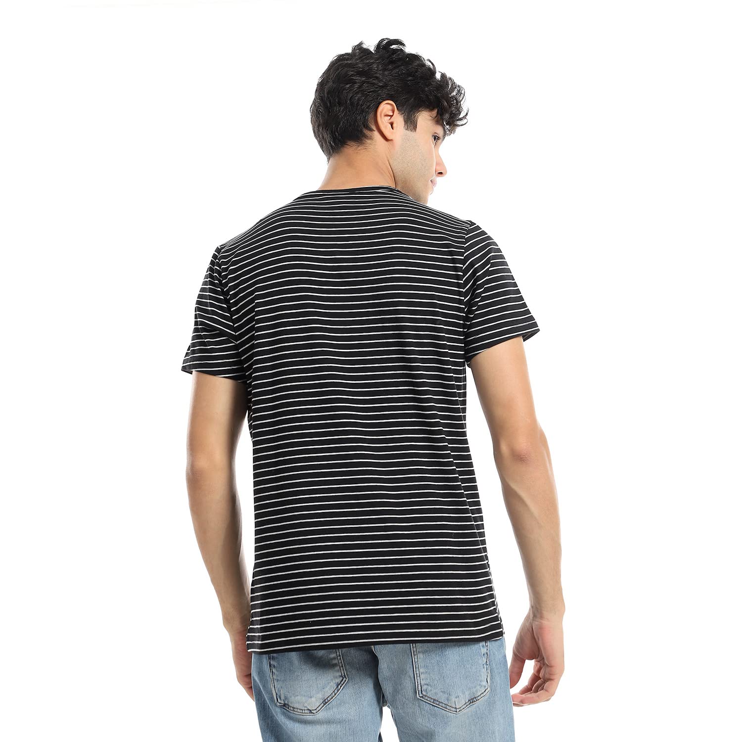 Kady V Neck Striped Cotton T-Shirt For Men,Soft and breathable cotton fabric for all-day comfort.