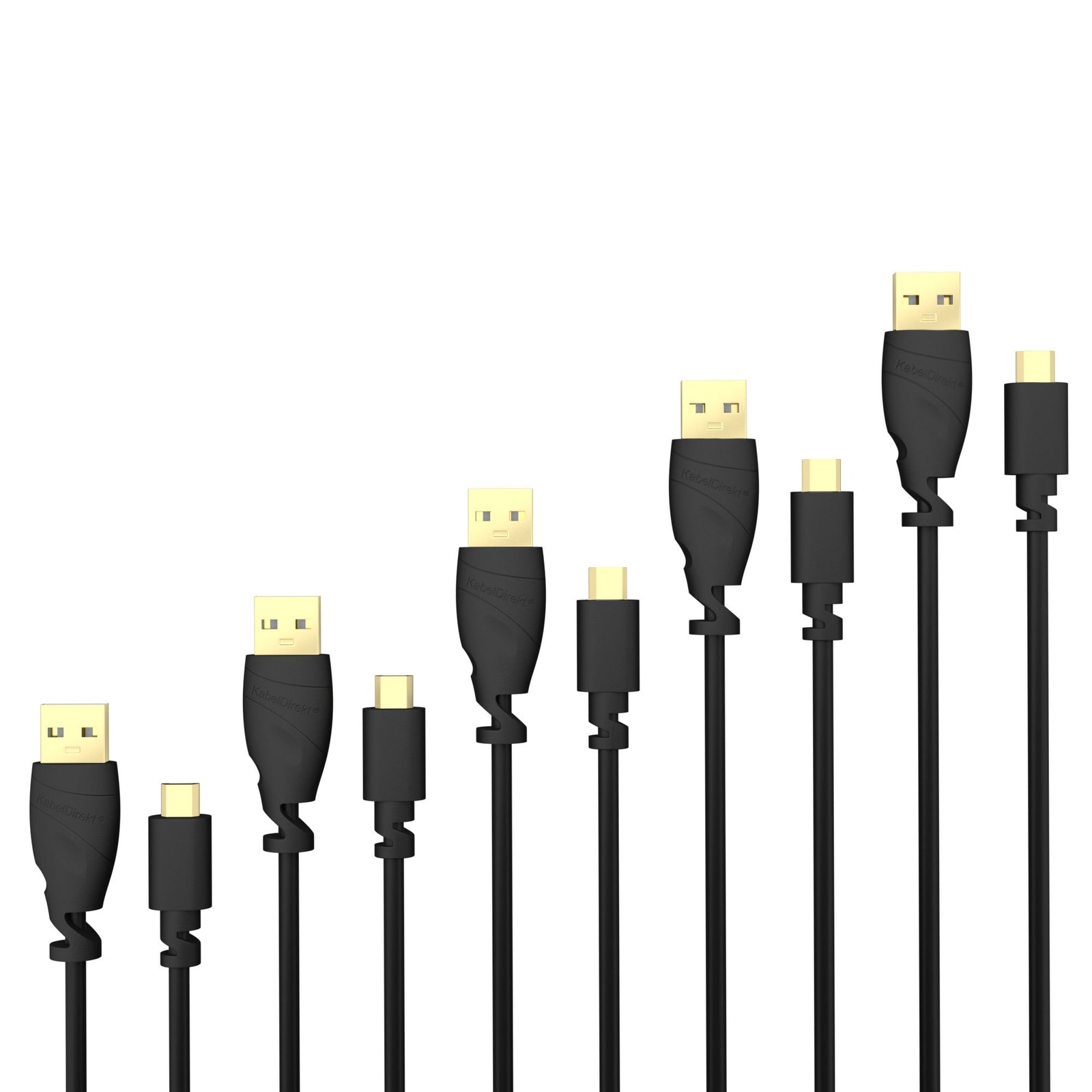 كابل دايركت– كابل USB منتهي الصغر – 3x 1.5 م (كابل شحن USB 2.0، وكابل بيانات، اسود) – توب سيريس، لحاسوب شخصي