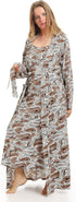 Kady Women Spaghetti Strap Zebra Print Long Nightgown with Robe