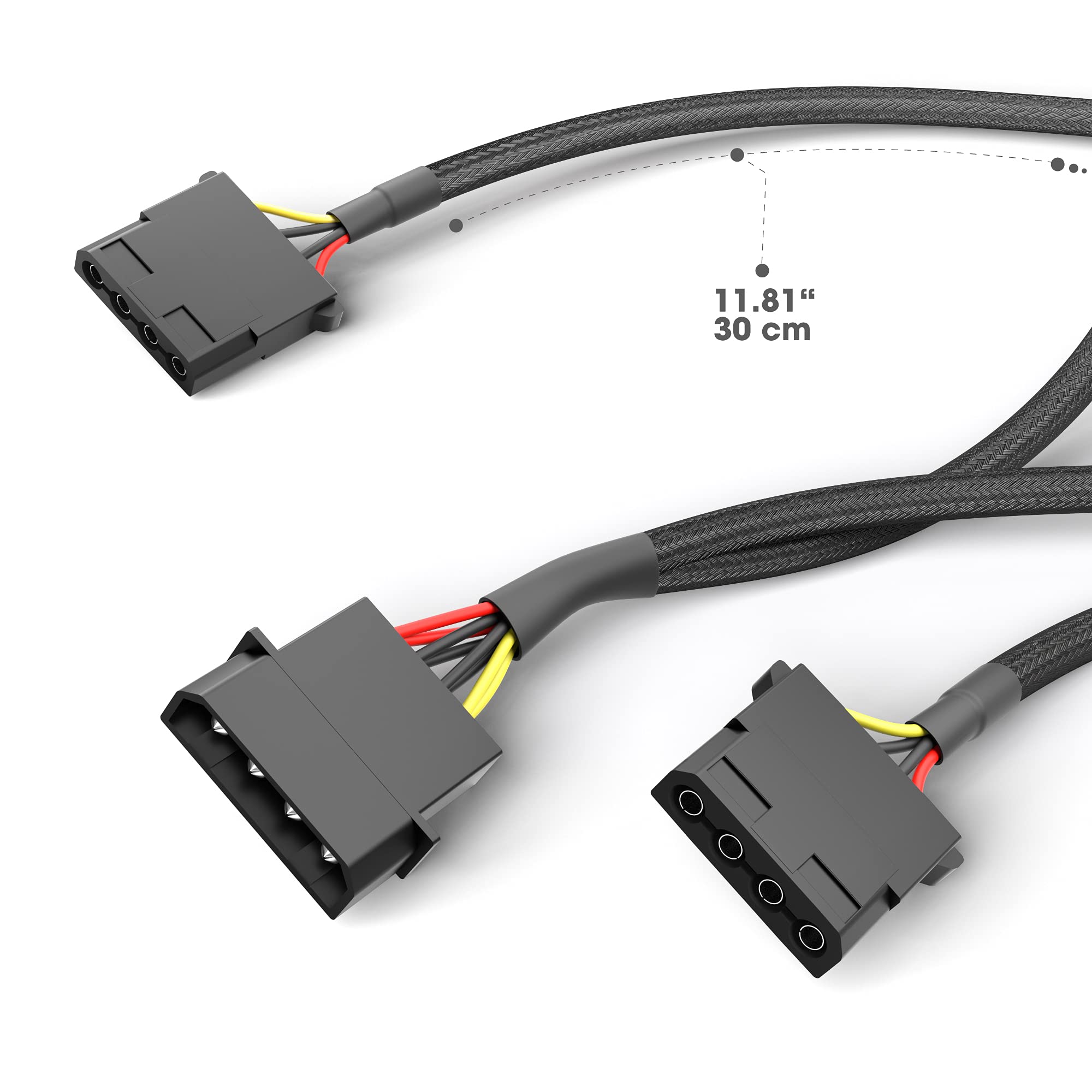 KabelDirekt 828 0.3m 30cm 4-pin Molex to 2x Y-cable black