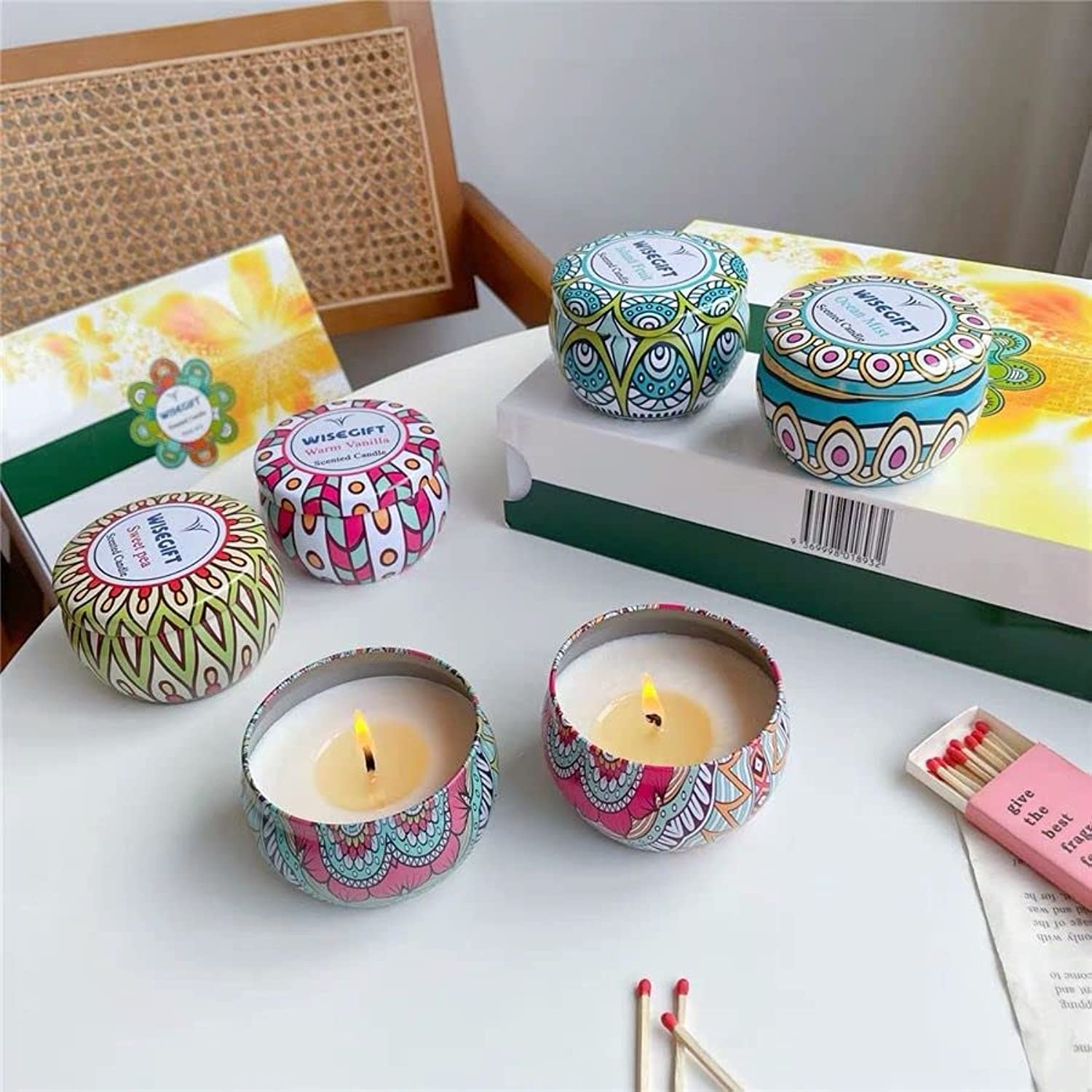 Generic Soy Wax Ethnic Style Scented Candle 1 Piece, Home & Wedding Decor Candle 5x7 cm for Travel & Parties