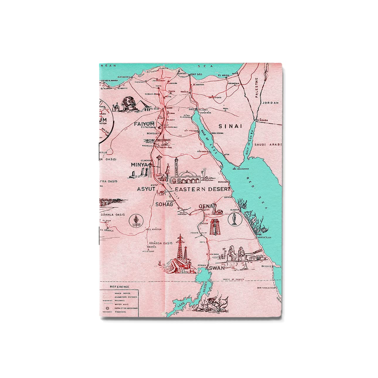 كراسة رسم بتصميم خريطة بنمط عتيق من ذا انكجيكشن، A5162S - بينك، مقاس A5 -