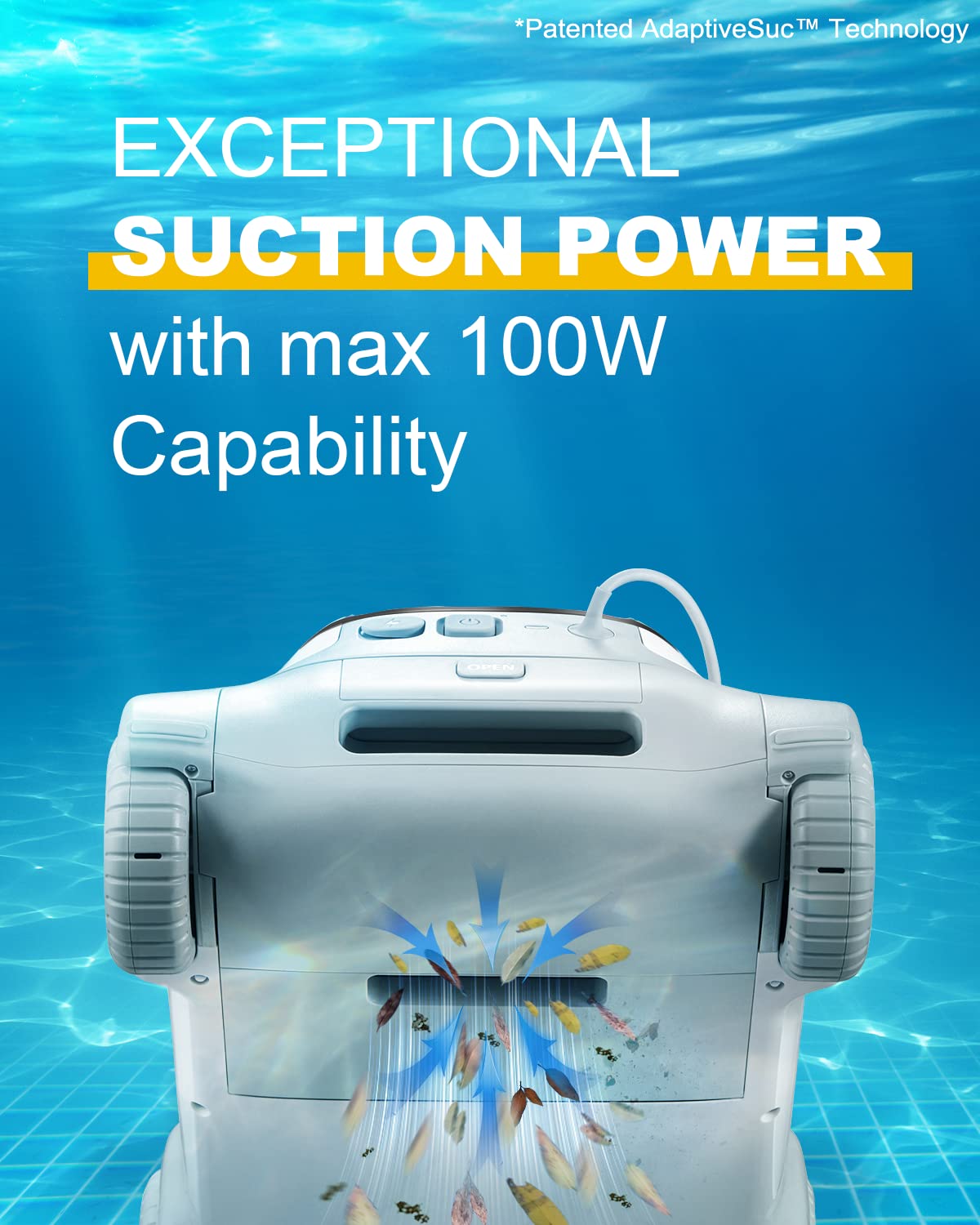 genkinno Pool Robot Pool Vacuum Cleaner Powerful Active Cleaning, Automatic Pool Cleaner up to 120 Minutes Running Time, Quick Dismountable Filter, Intelligent Navigation Robotic Pool Vacuum Cleaner