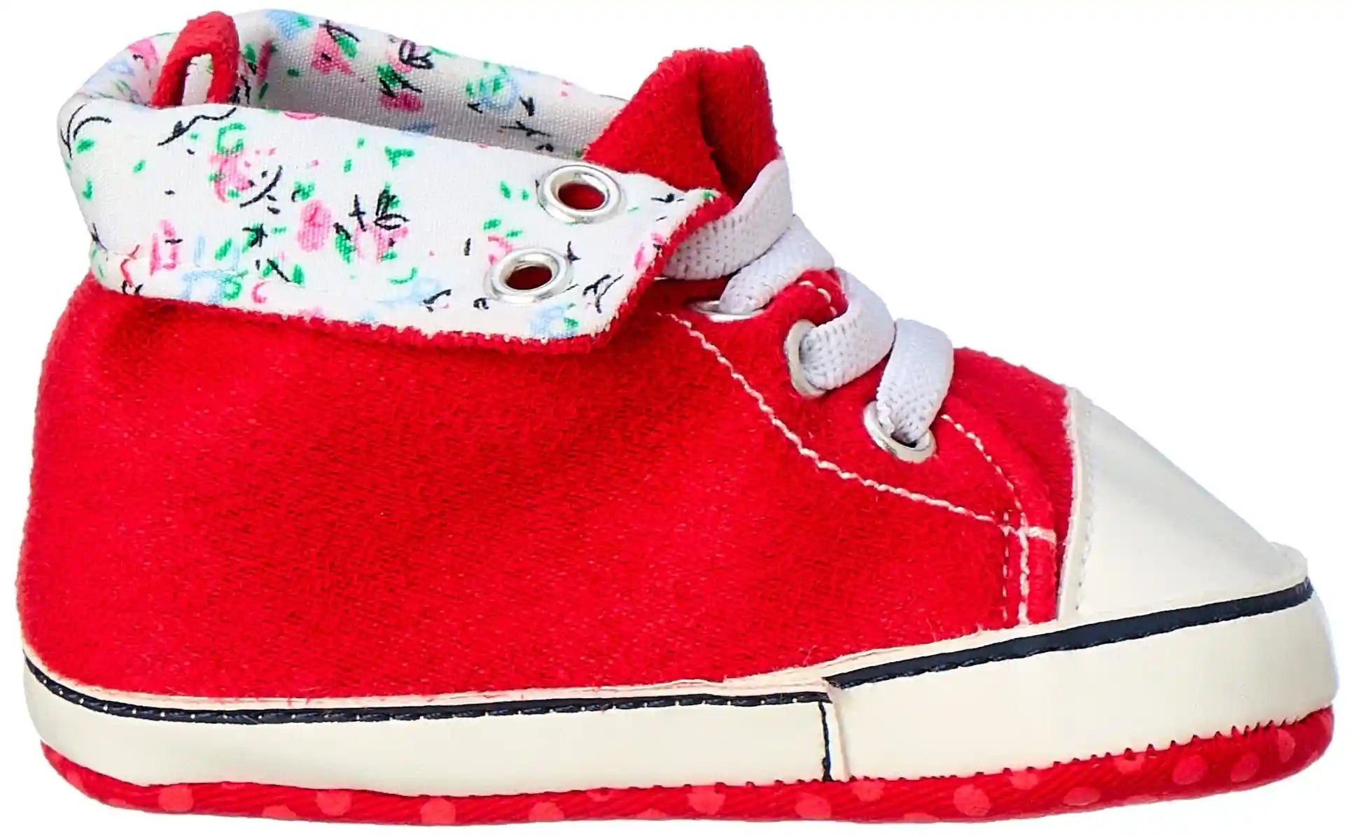 Mix and Max Folded Collar Floral-Pattern Lace-Up Half Boots for Girls