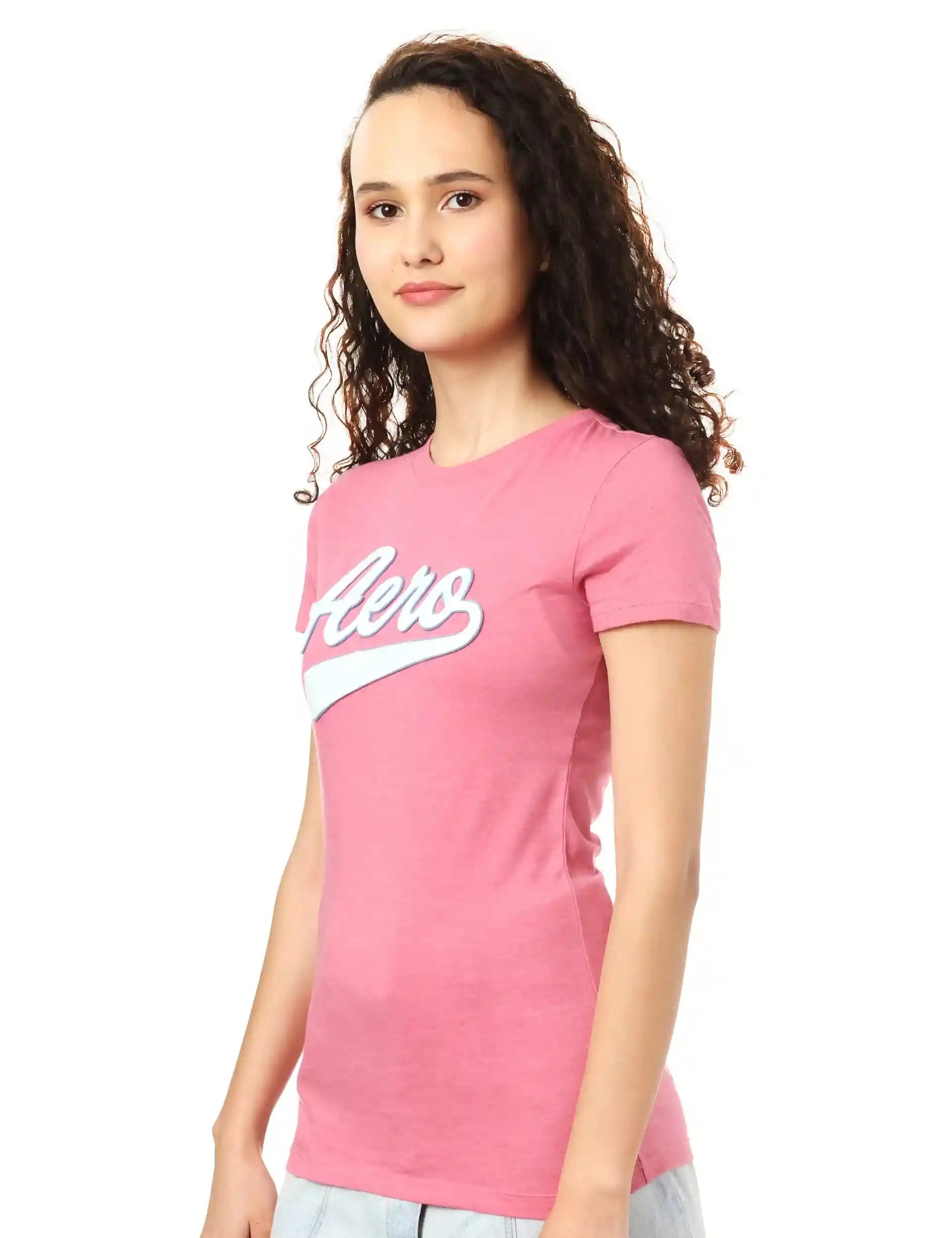 تيشيرت نسائي من أيروبوستال بنقشة متباينة بأكمام قصيرة – تصميم كاجوال مريح