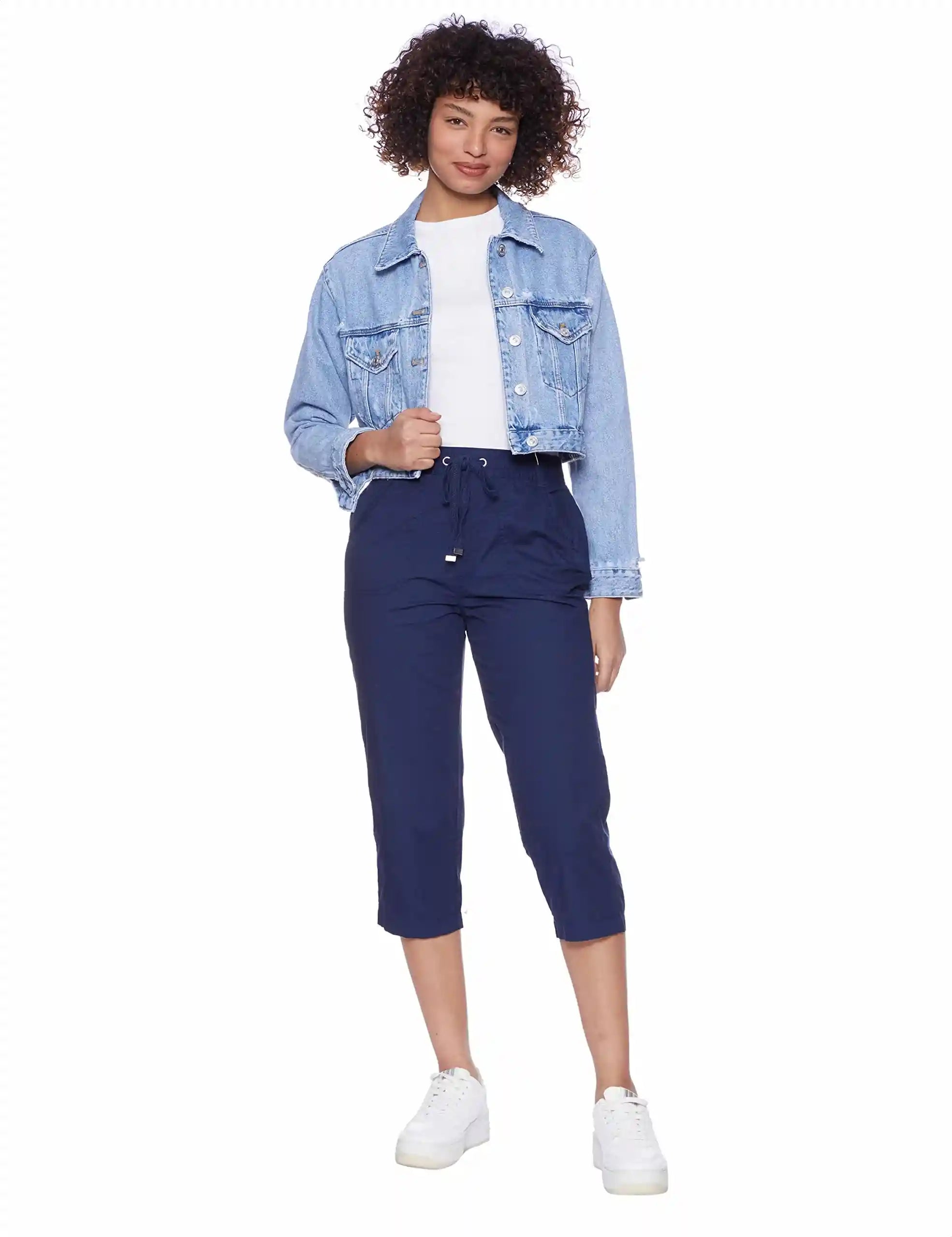 Matalan Plain Front Pocket Drawstring Cropped Pants for Women - Safqqa Egypt