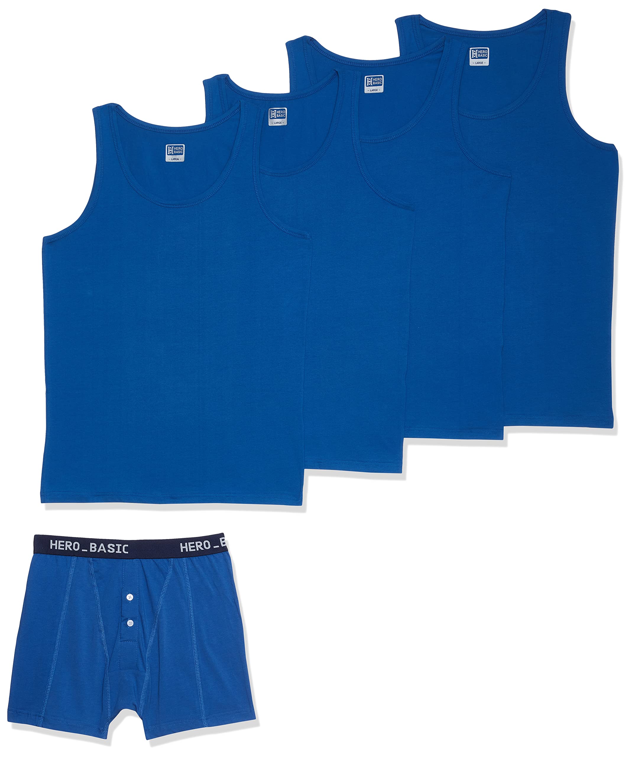 Hero Basic Men’s Set of 4 Tank Tops + Free Boxer – Pack of 5