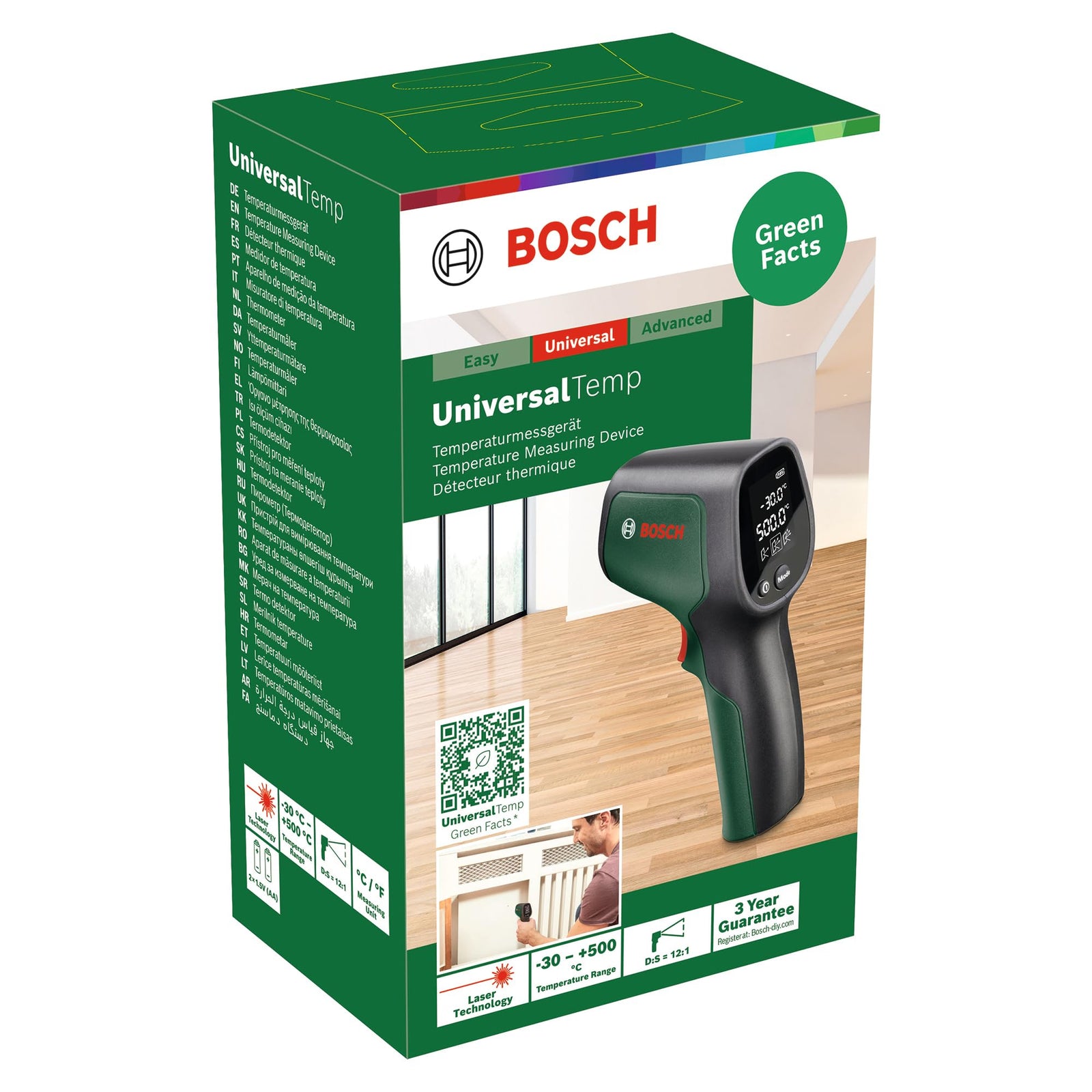 (Temperature Range: -30°C to +500°C, Includes 2x AA Batteries, Packaged in Cardboard Box)