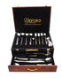 Oxford MD-35GL Stainless Steel Spoon 85-Pieces Set with Wood and Leather Bag, Silver