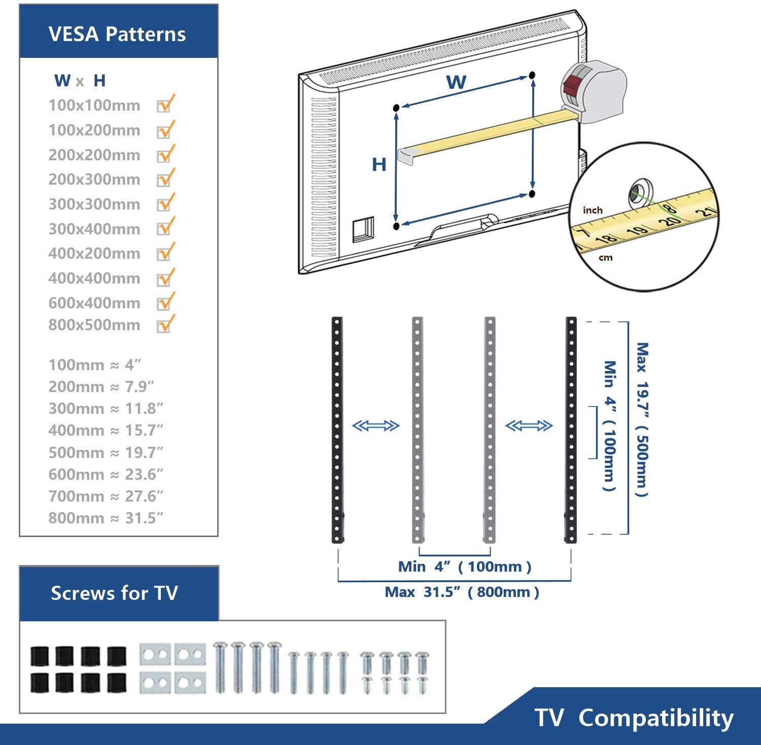 حامل تلفزيون مكتبي عالمي من ECVV – قابل لتعديل الارتفاع، مناسب لشاشات 32 إلى 75 بوصة مسطحة أو منحنية