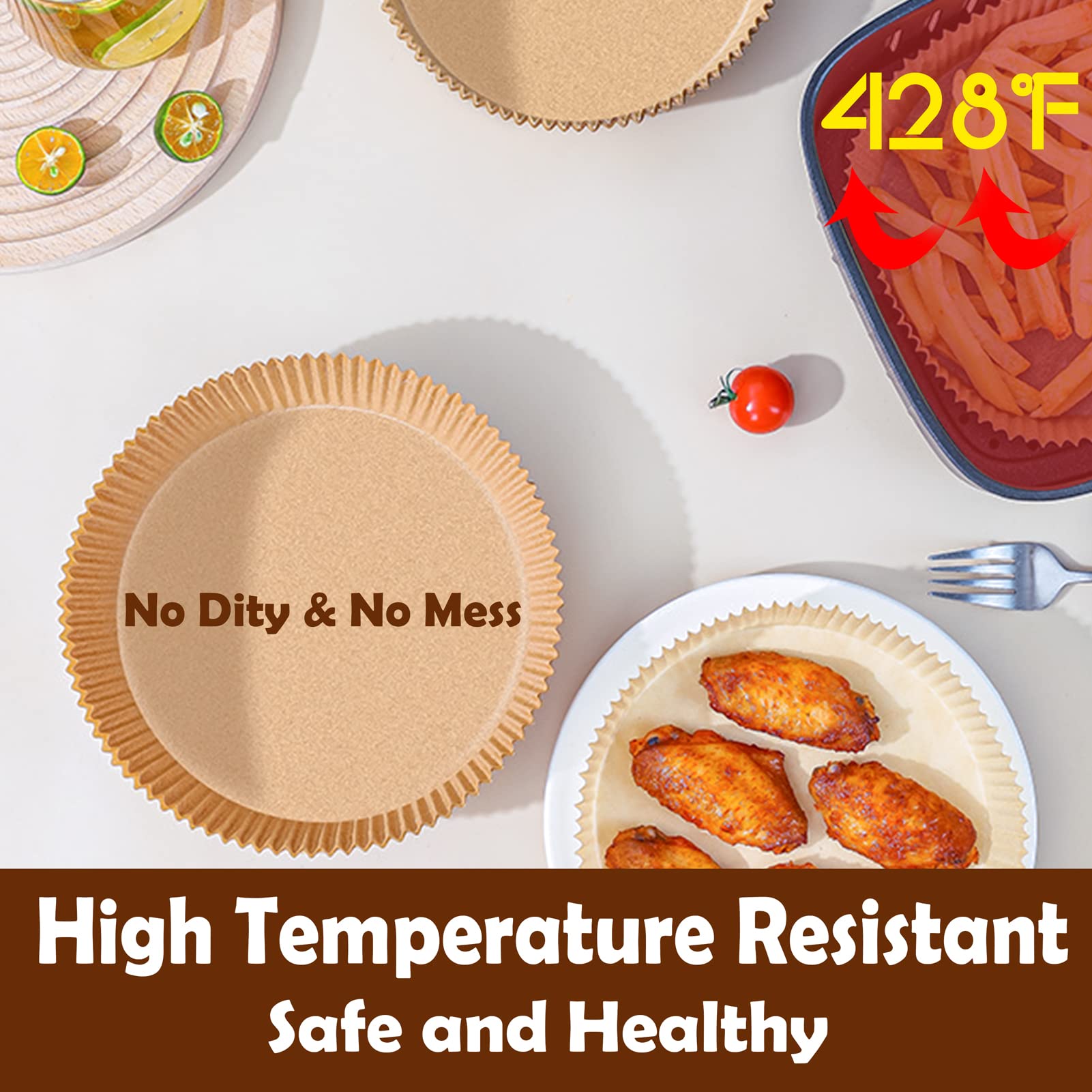 Zwirelz Airfryer Pack of 50 Air Fryer Parchment Paper Liner Air Fryer Non-Stick Disposable Paper for Frying Pan, Oven, Microwave and Hot Air Fryer