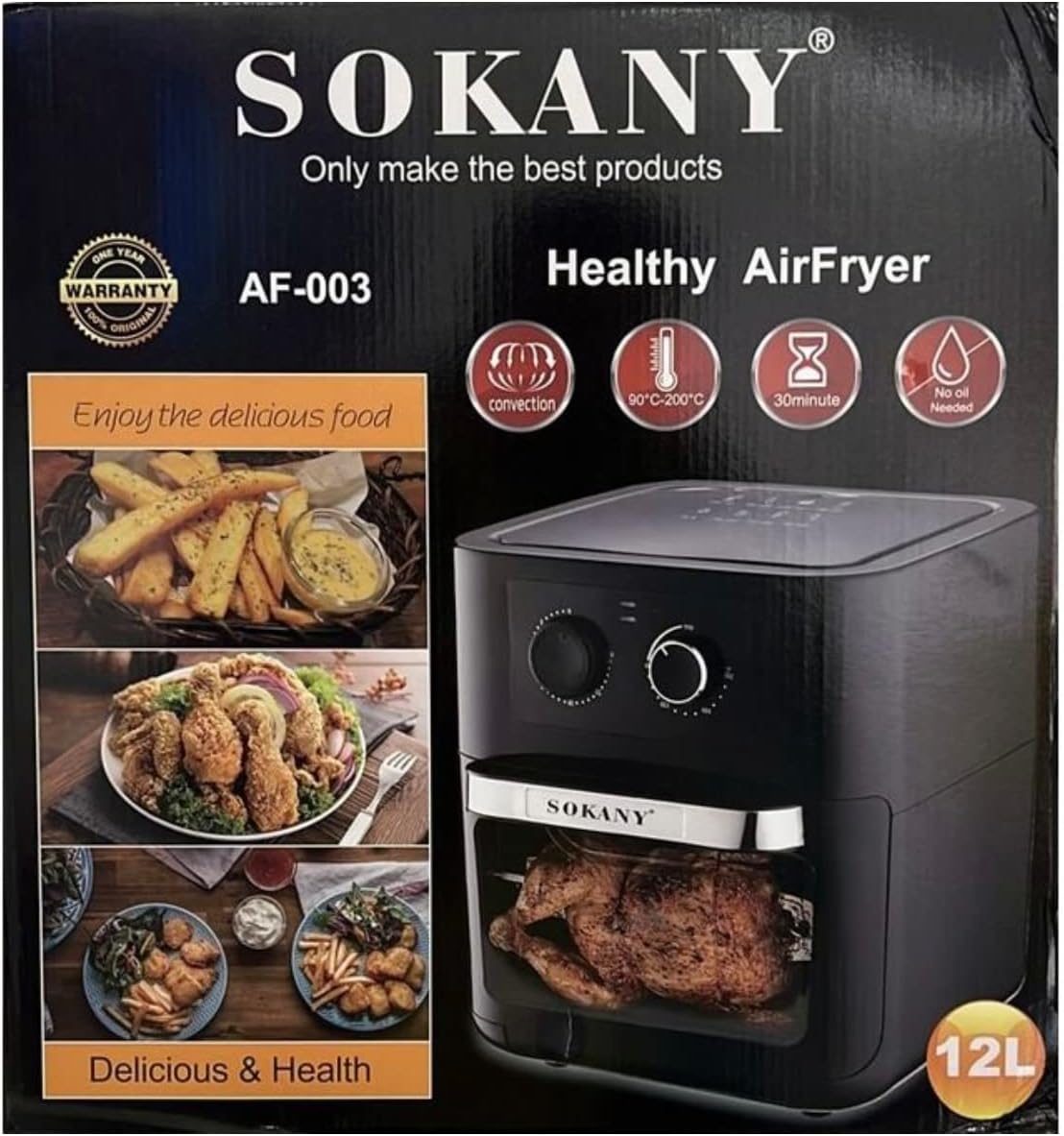 Sokany AF-003 Super Air Fryer 12L – 1700W Powerful Digital Air Fryer (Light Scratches)