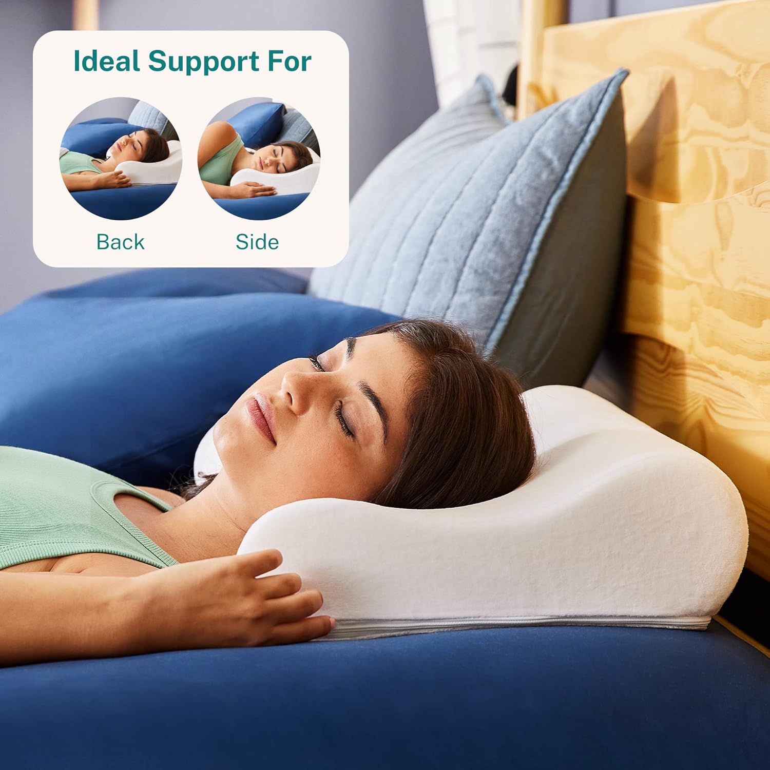 وسادة سفر من Sleep Innovations مصممة لتوفير الراحة والدعم للنائمين على الجانب أو الظهر أثناء السفر