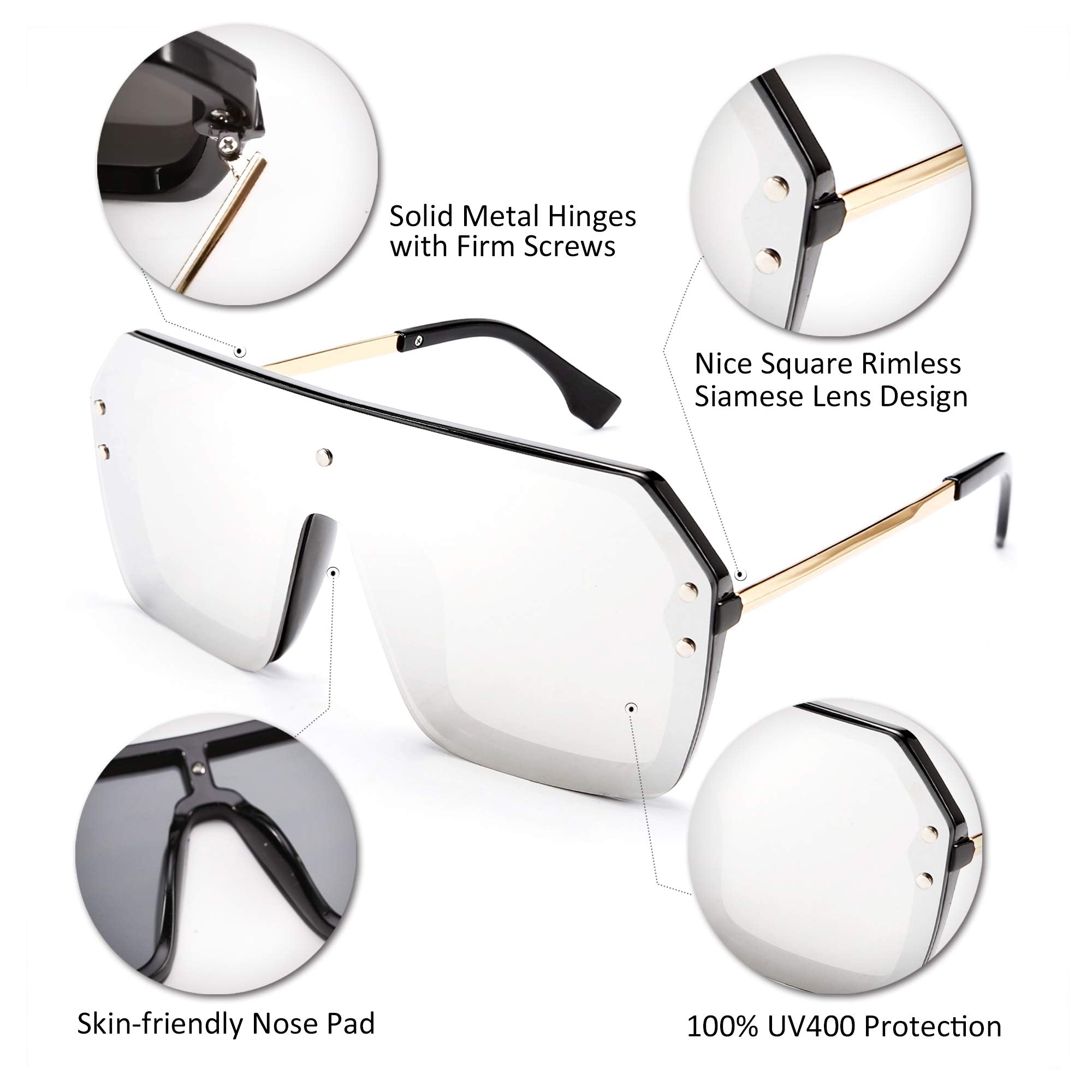 FEISEDY Classic Rimless Sunglasses – Stylish Retro Design for Women & Men – Safqqa Egypt