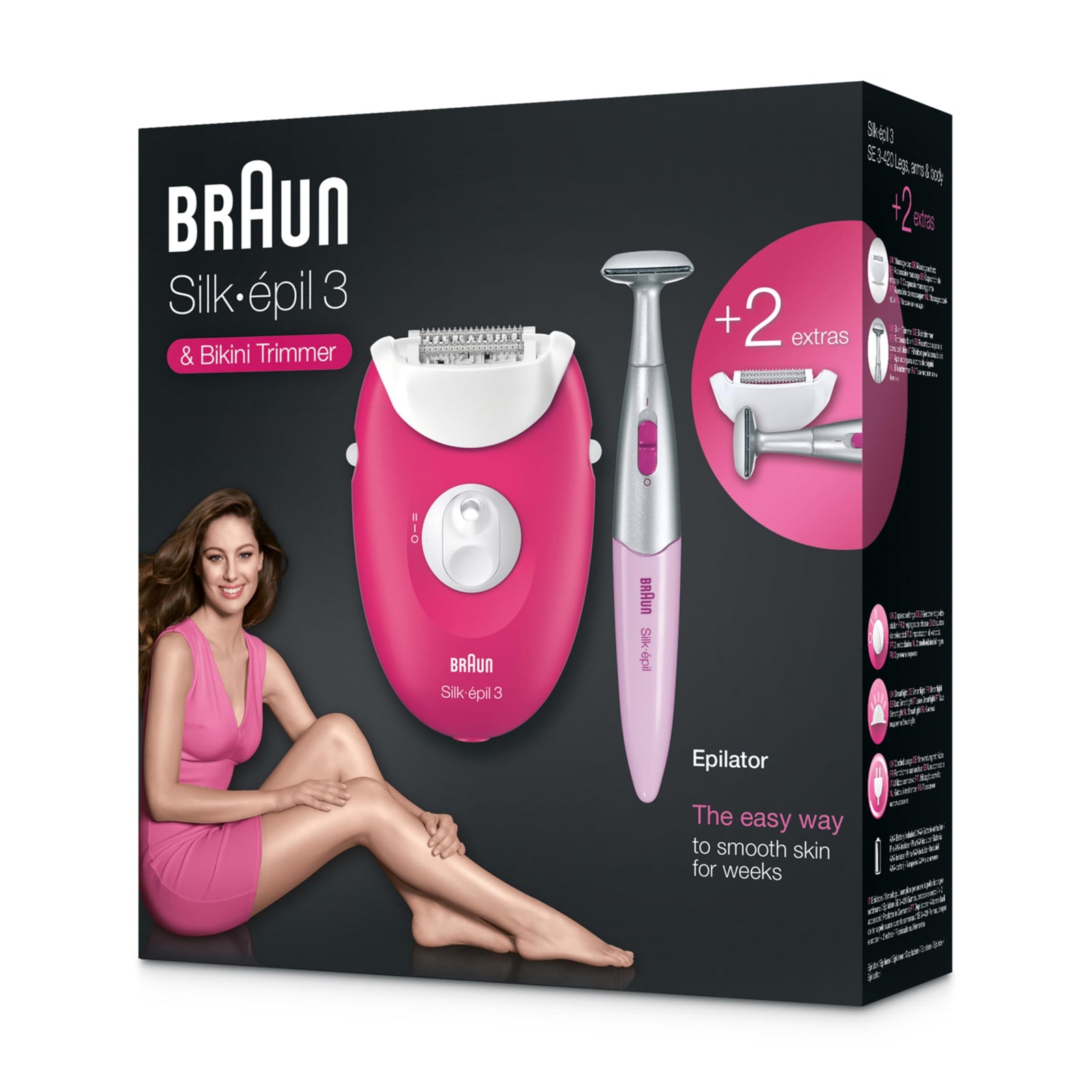 Braun Silk-epil 3 3-420 Epilator Raspberry Pink with 2 Extras - Safqqa Egypt