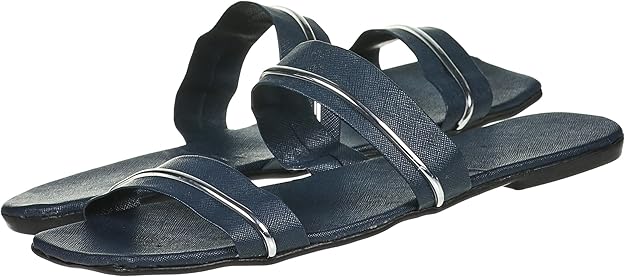 OX Women Faux Leather Slides OX006 Slippers Navy – Safqqa Egypt