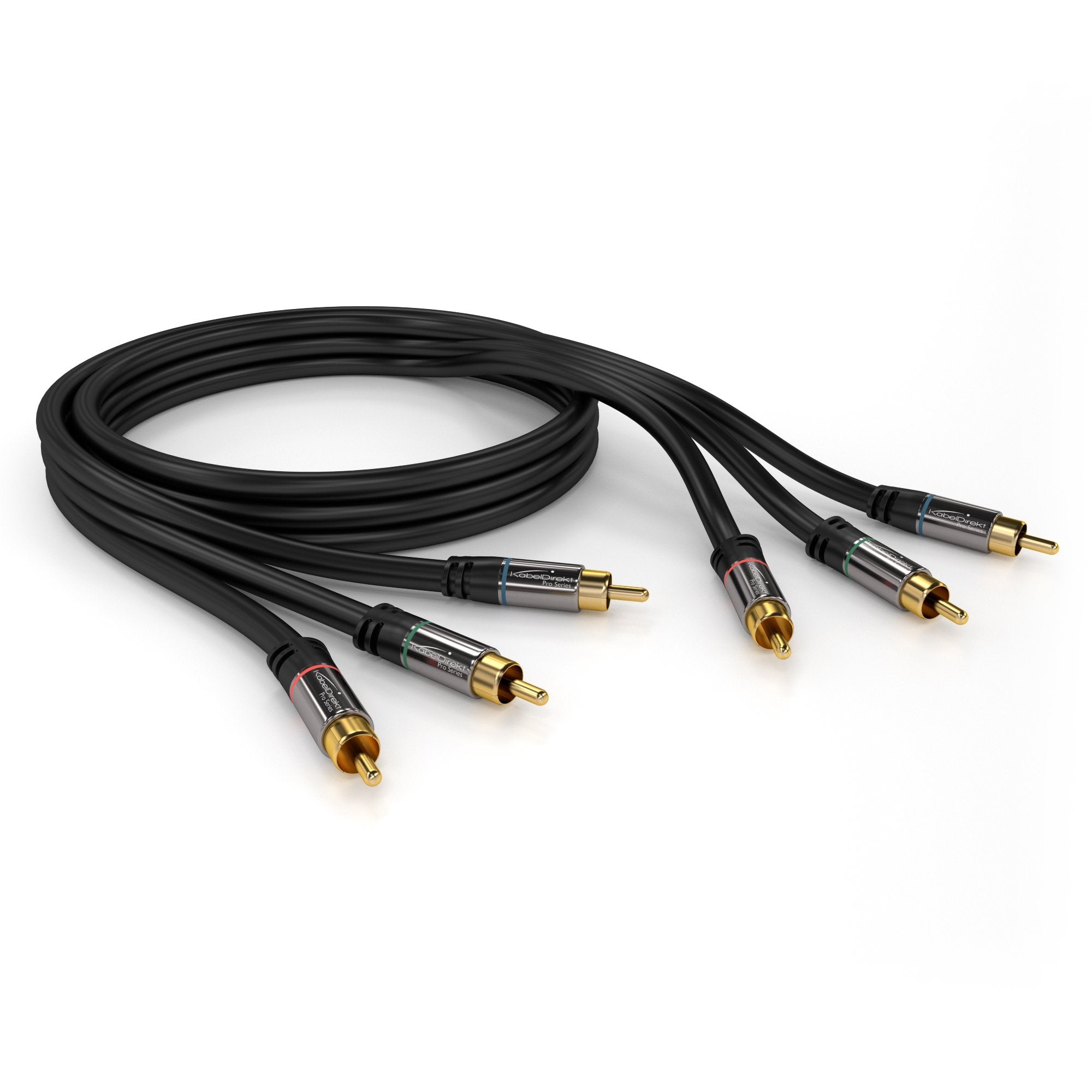 KabelDirekt – 3m – Component Cable, RCA/phono, RGB/YUV (coax cable, 3× RCA/phono to 3× RCA/phono male cinch plugs, component cable for video transmission in Full HD, video/HDTV, black) - Safqqa Egypt