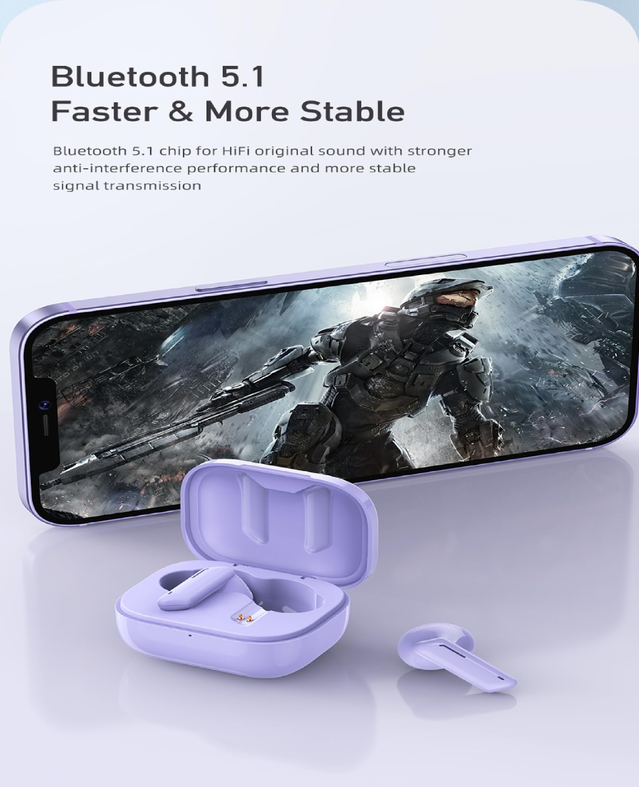  مرر المؤشر فوق الصورة لتكبيرها سماعات داخل الأذن ميني 5.0 لاسلكية متوافقة مع البلوتوث ميكروفون تحكم باللمس بدون يدين - لون اسود في الداخل