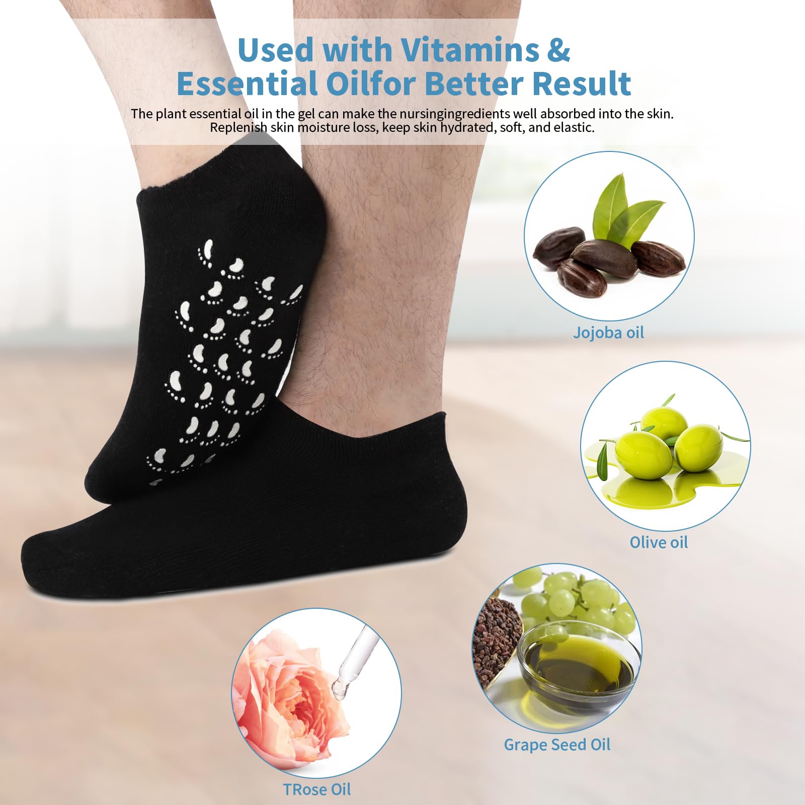 Silicone Moisturizing Socks for Men - 1 Pair Soft Foot Care Socks
