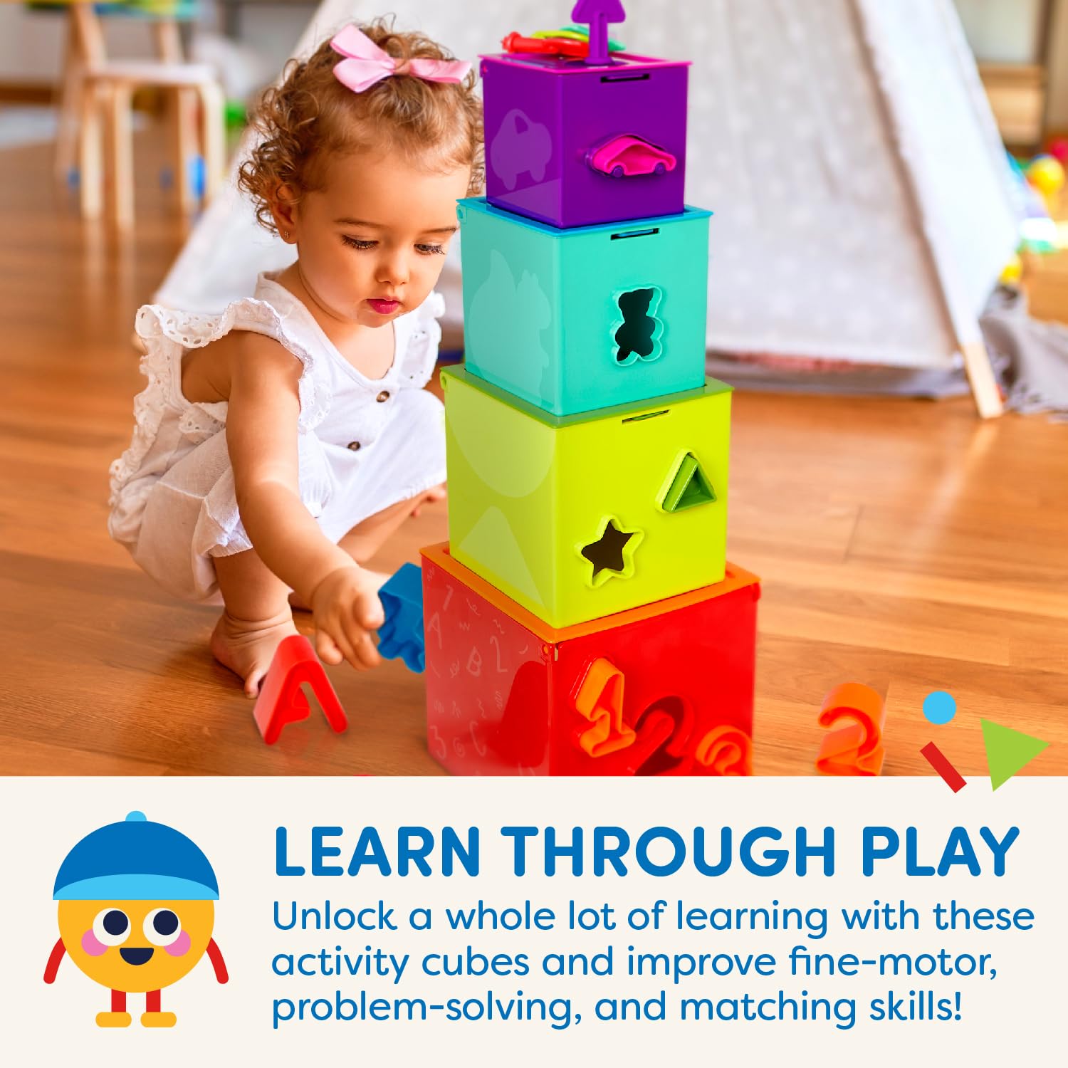 Battat Sorting & Stacking Boxes – Nesting Toddler Educational Toy with Numbers, Letters & Shapes (2+ Years) – Safqqa Egypt