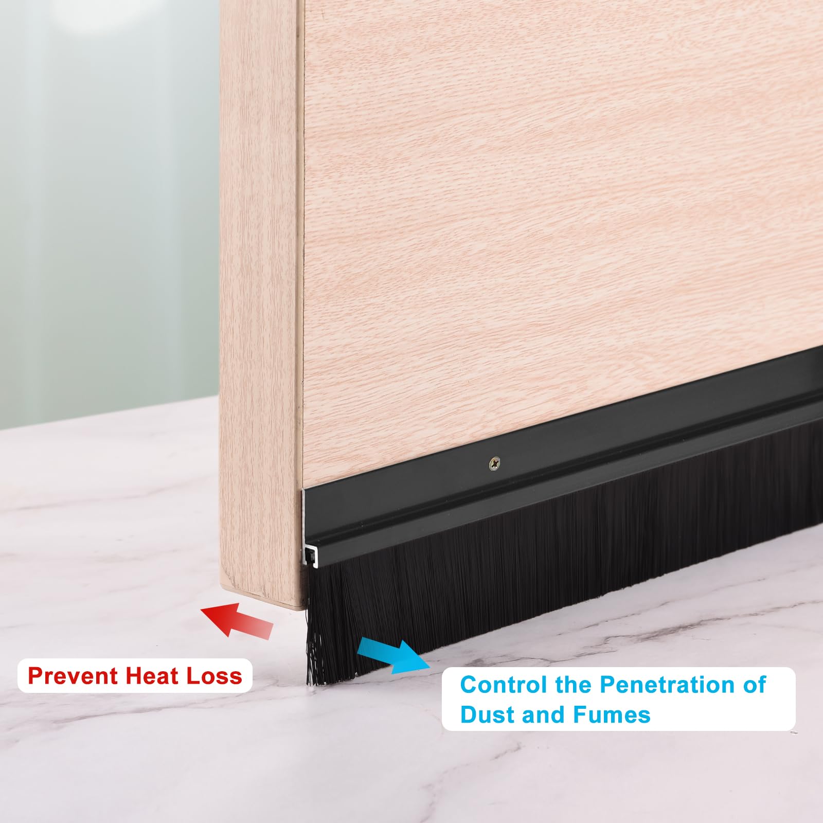 uxcell 2Pcs Door Brush Bottom Sweep H-Shape Aluminum Alloy Base with 0.8-inch Nylon Brush for Home, - Safqqa