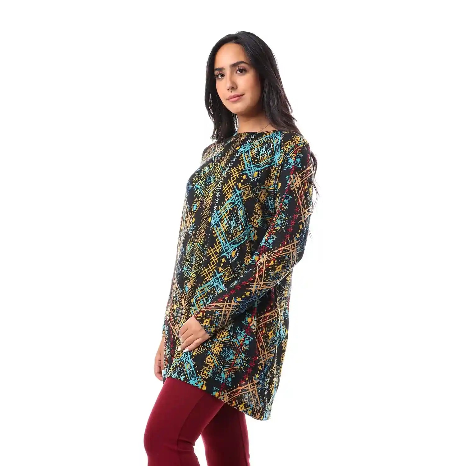 JAMILA Printed Long Sleeve Blouse For Women,Durable stitching for long-lasting wear