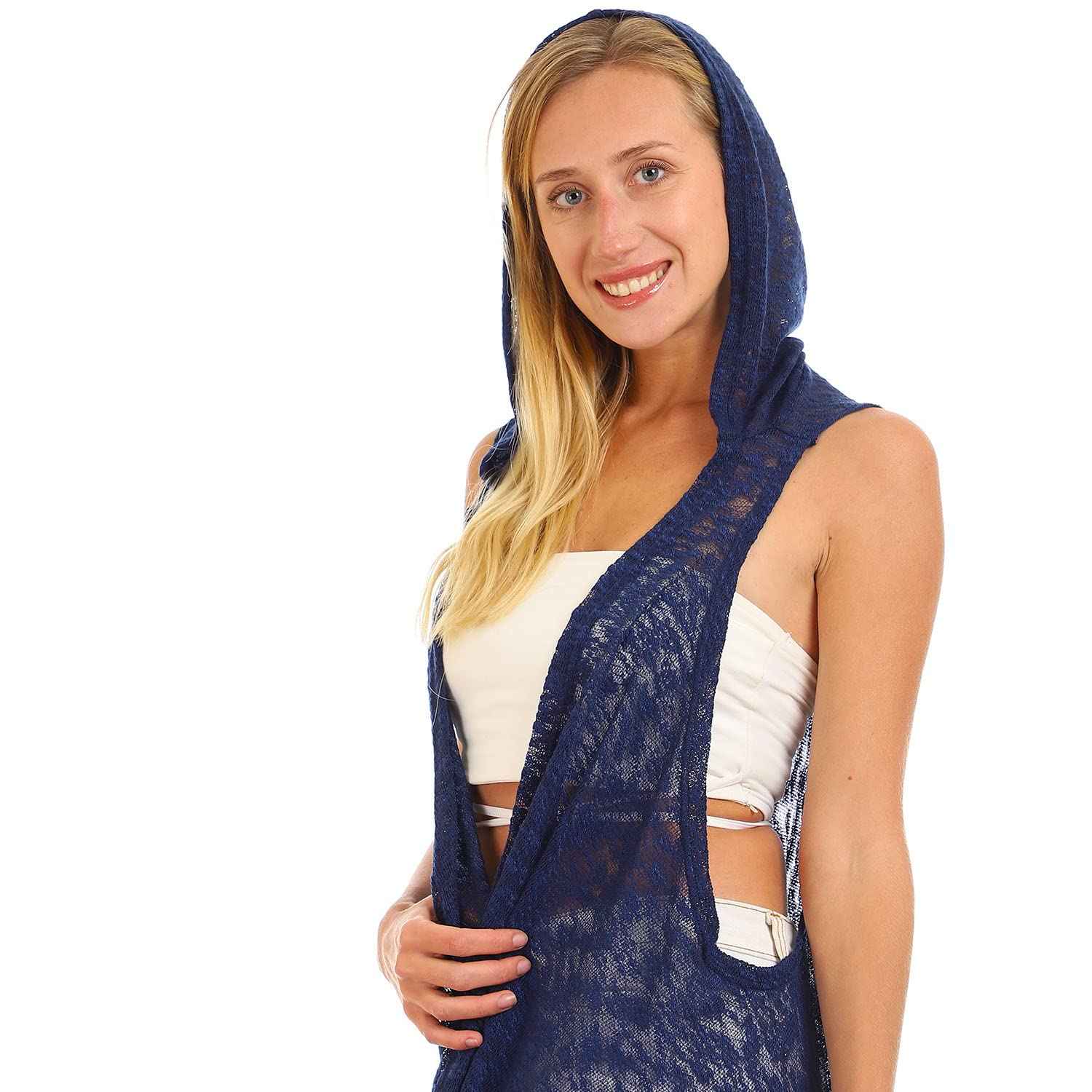 JAMILA Sleeveless Open Neckline Cover Up Cardigan For Women,Soft, breathable, and lightweight fabric for all-day comfort.