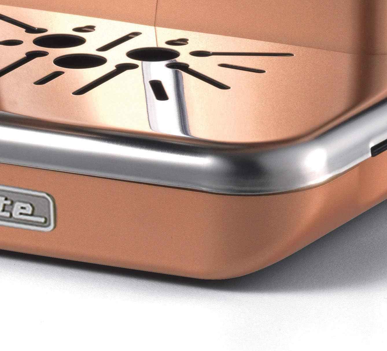 Ariete Classica 15-Bar Espresso Machine – Copper | With Manometer, Milk Frother & Auto Shut-Off | Compatible with Ground Coffee & ESE Pods | 850W Cappuccino Maker for Home & Office - Safqqa Egypt