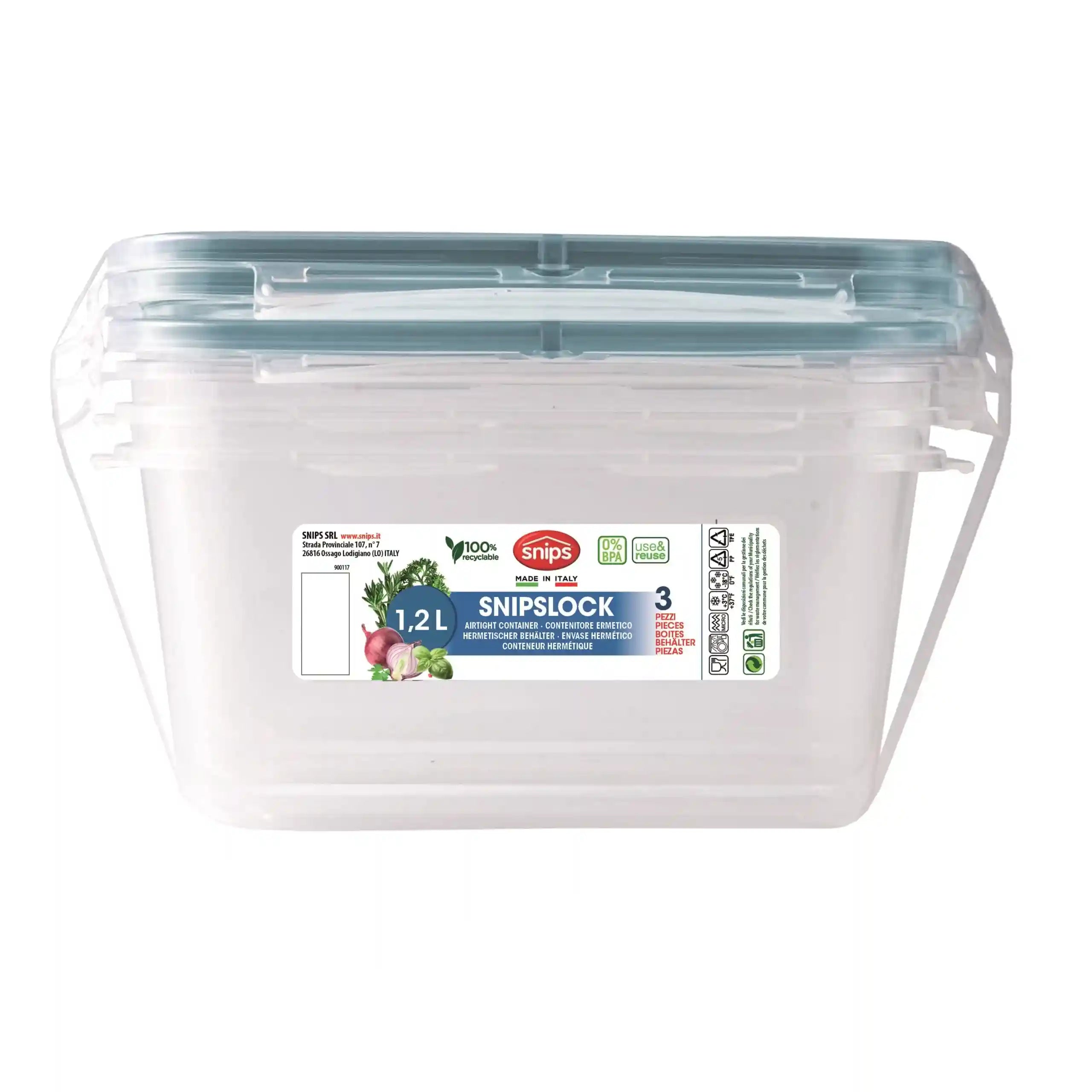 مجموعة حاويات تخزين مستطيلة Snips – 3 قطع، 1.2 لتر