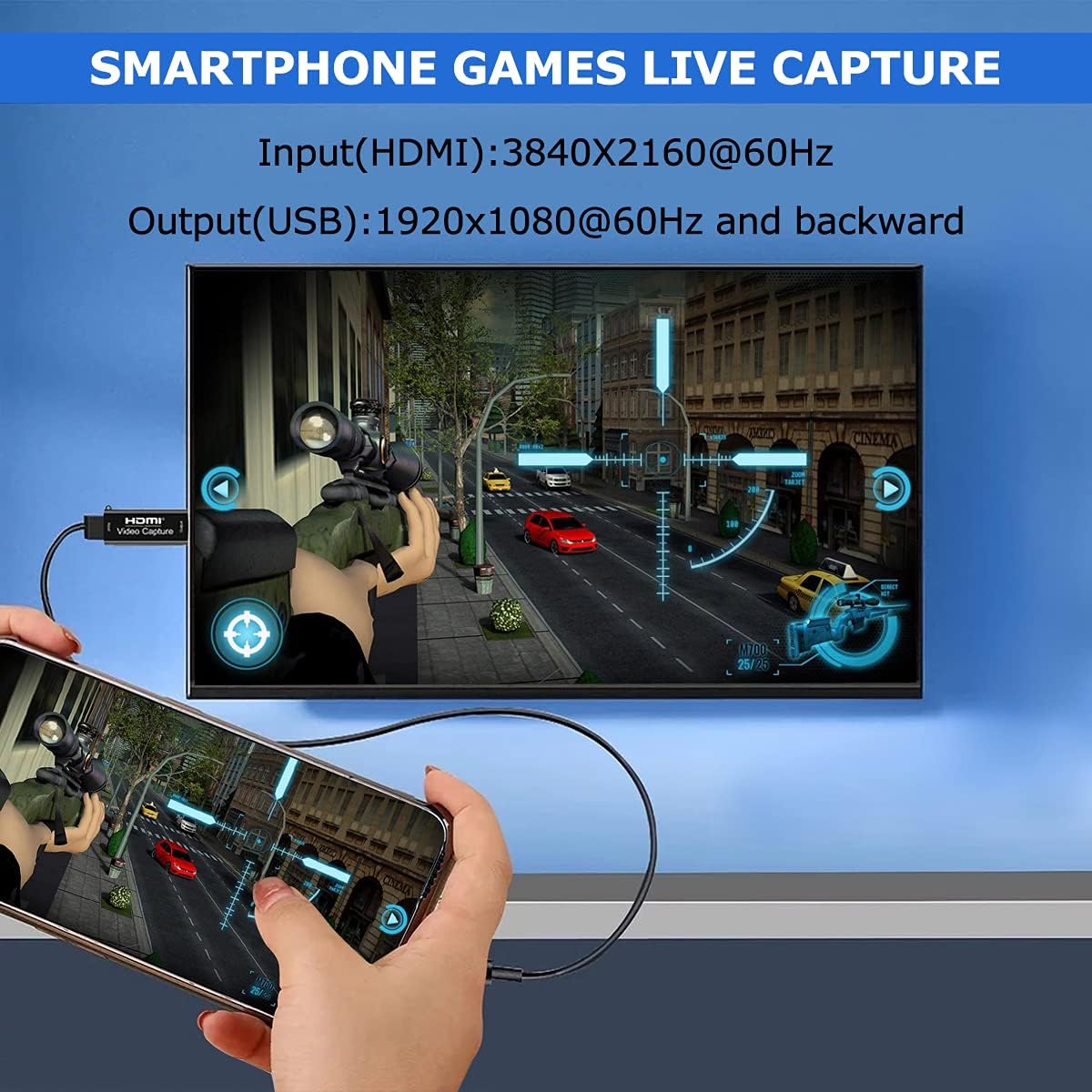بطاقة تسجيل فيديو HDMI بدقة 4K، بطاقة كاميرا لينك، محول التقاط الصوت HDMI الى USB 2.0، جهاز تسجيل تسجيل للبث والبث المباشر ومؤتمرات الفيديو والتعليم والالعاب (اسود)