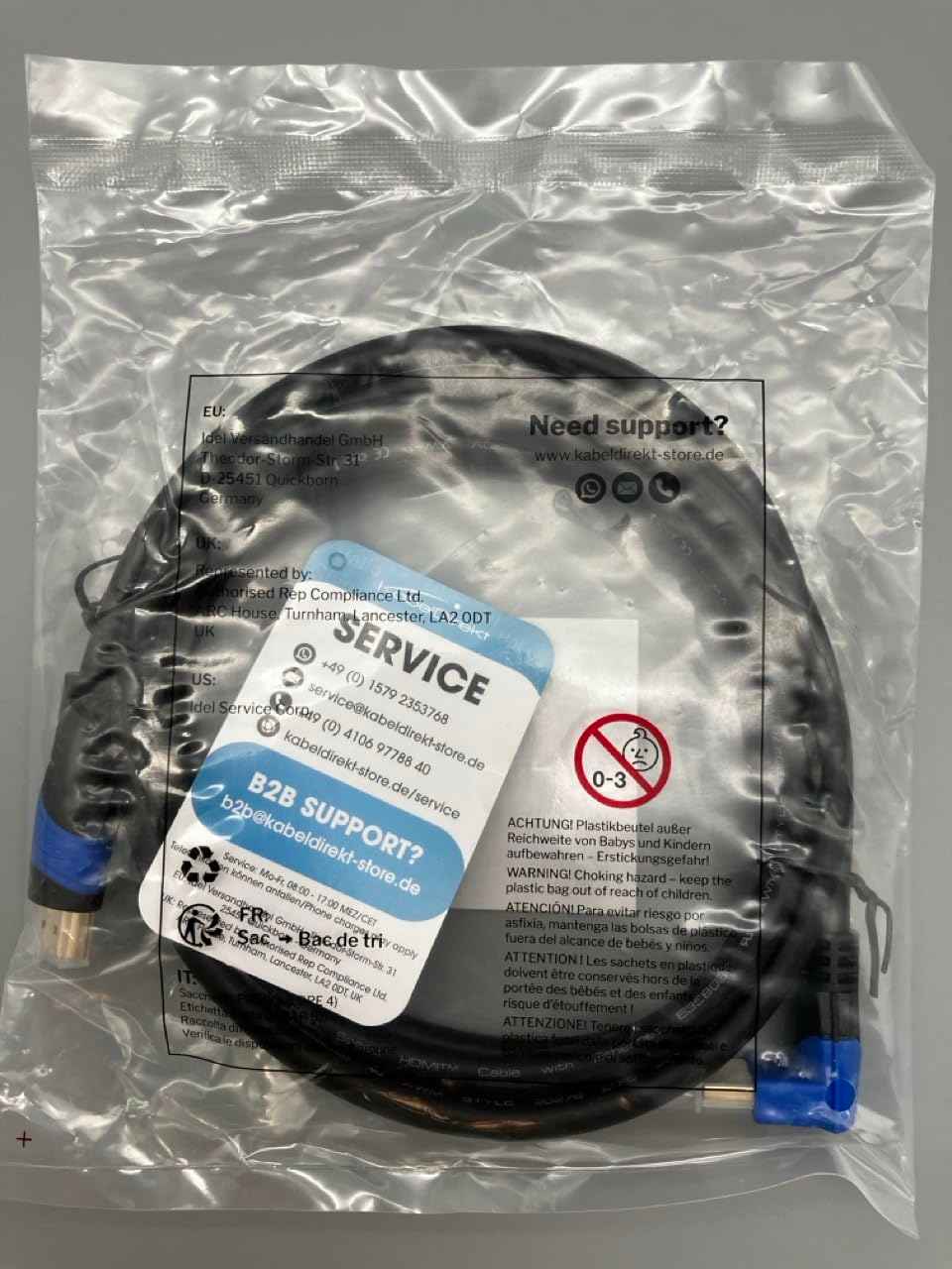 كابل HDMI من كابل دايركت بطول ١ متر وموصل زاوي ٢٧٠ درجة مصمم لنقل الفيديو والصوت بجودة عالية. متوافق مع HDMI 2.0a/b، 2.0، 1.4a، ويدعم دقة 4K عند ٦٠ هرتز