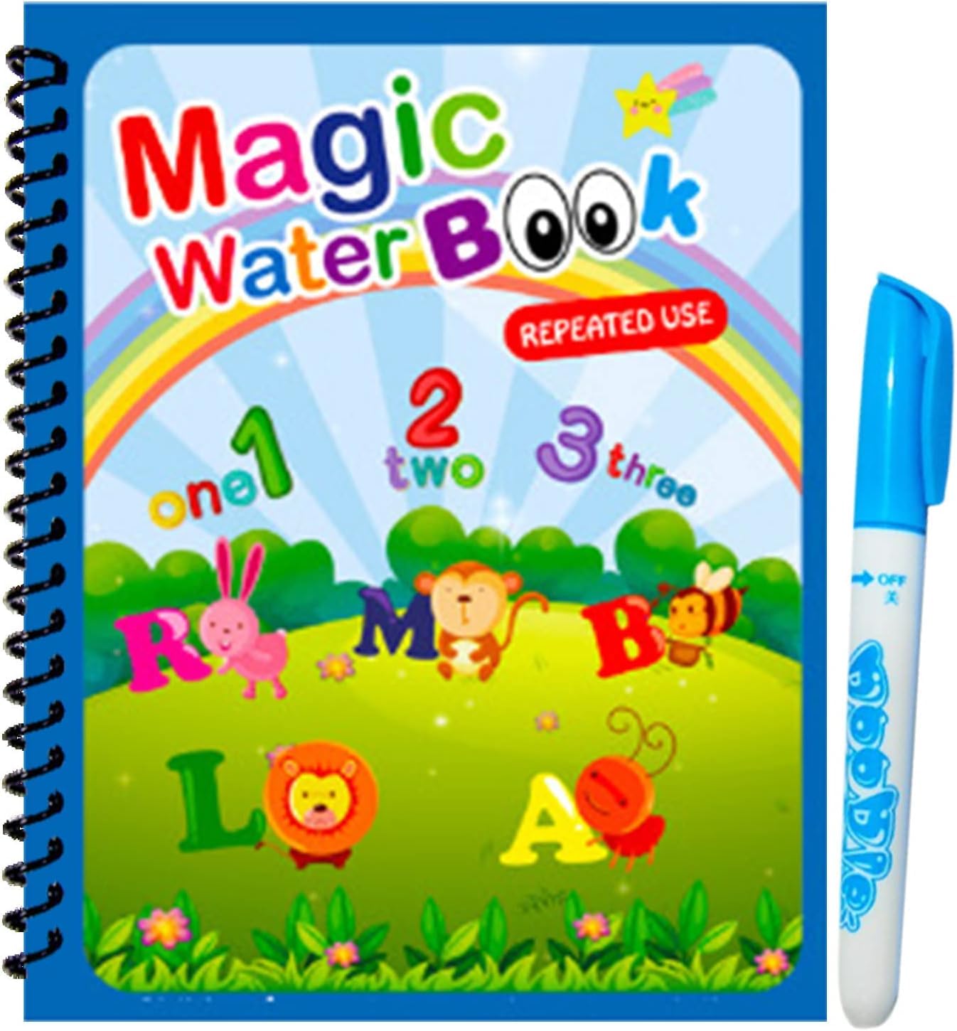 Stickerboy 1 Pack Magic Water Colouring Book Water Paint Books with Pen Reusable Doodle Game Gift for Children Kids Girls Boys
