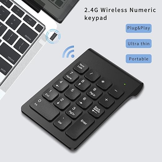 2.4G Wireless Numeric Keypad – Slim, Silent & Ergonomic 18-Key Number Pad with USB Receiver - Safqqa Egypt