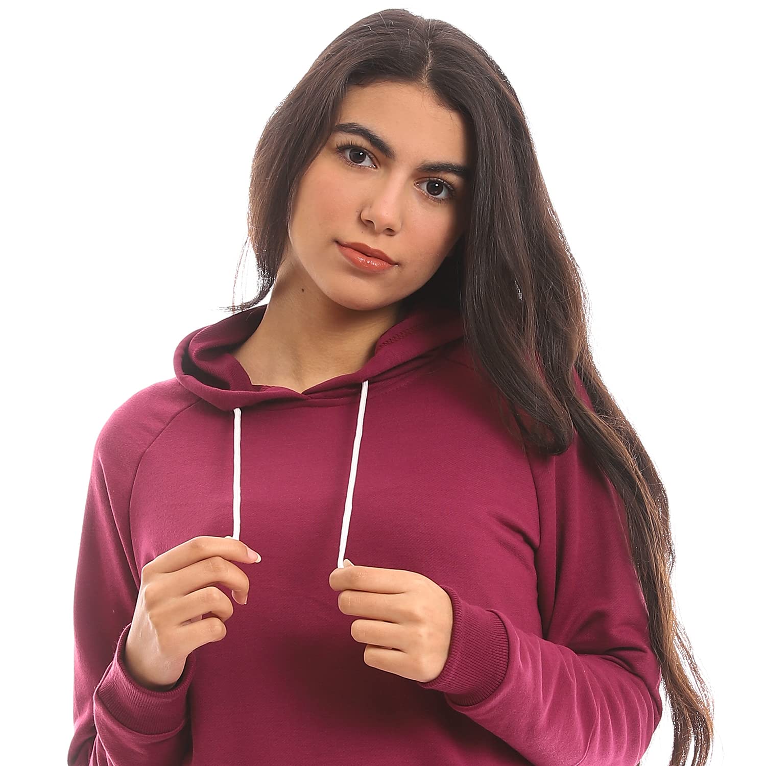 JAMILA  Long Sleeves Hoodie With Front Pocket For Women,Long sleeves with ribbed cuffs for a secure, comfortable fit.