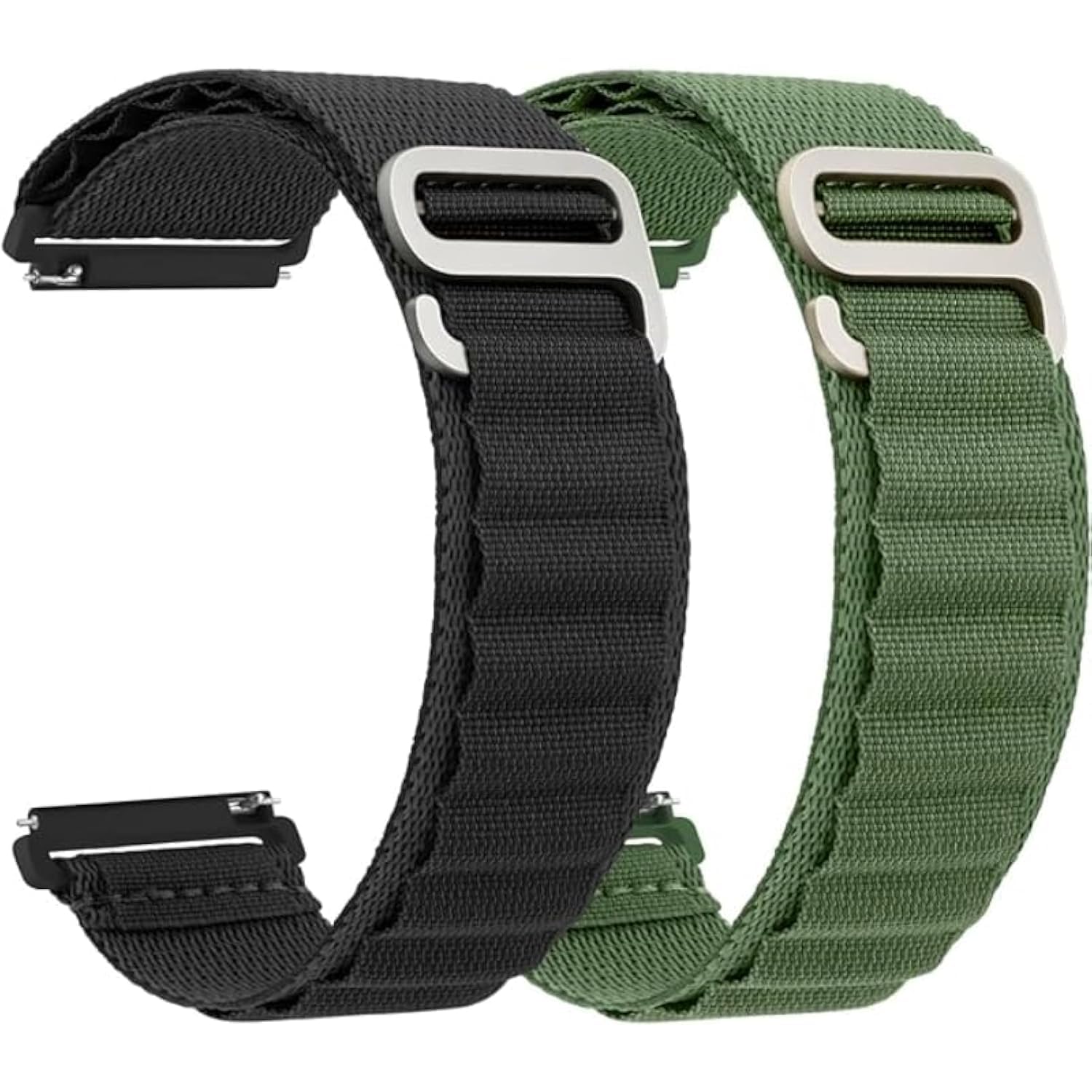 Generic YILED Loop Nylon Bands 20mm 22mm Quick Release Watch Strap, Sport Nylon Solo Loop Rugged Replacement Strap for Women Men (22mm, Black+Dark Green) - Safqqa Egypt