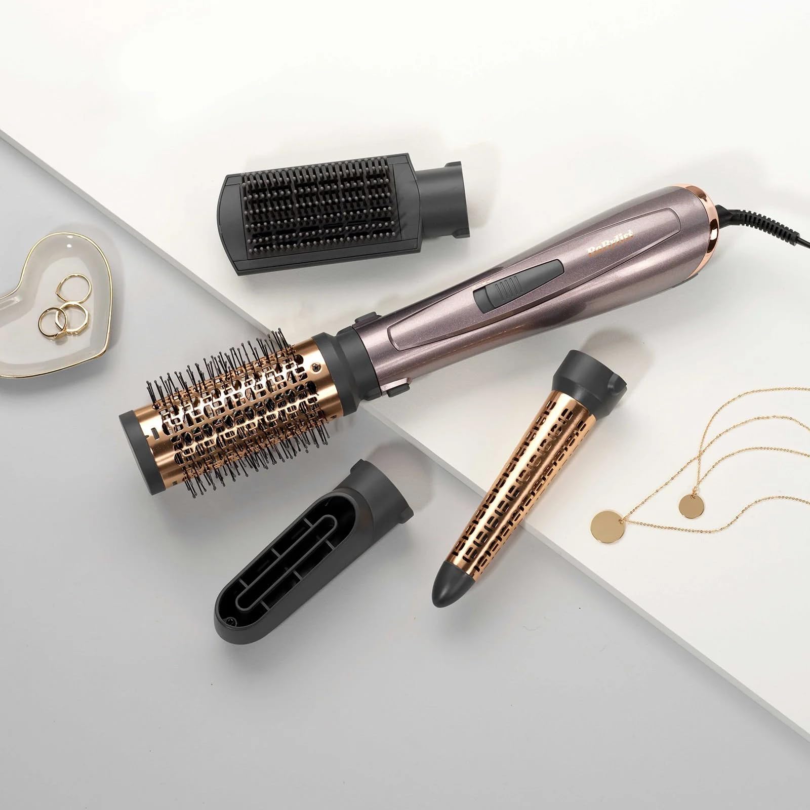 BaByliss Air Stylers, 1000W, 2 Heats + A Cool Setting, 4 In 1 Interchangable Attachments For Hair Drying, Curling, Shaping & Smoothing Ionic