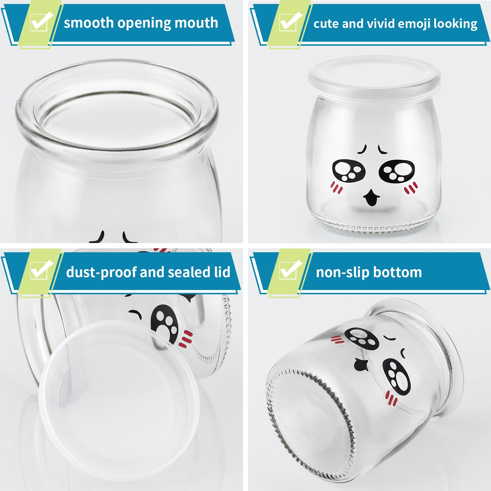 Skelang 10 Pcs 200ml Pudding Glass Bottle, Yogurt Jars with Lids, Dessert Storage Bottle for Honey, Jelly and Milk - Without box