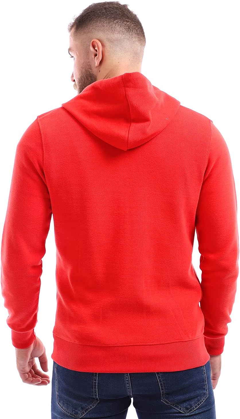 Andora Men's Front Zipper Ribbed Red Sweatshirt