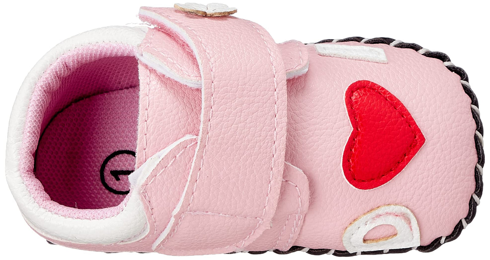 Mix & Max Embossed Embroidered Heart Velcro Strap Shoes for Girls