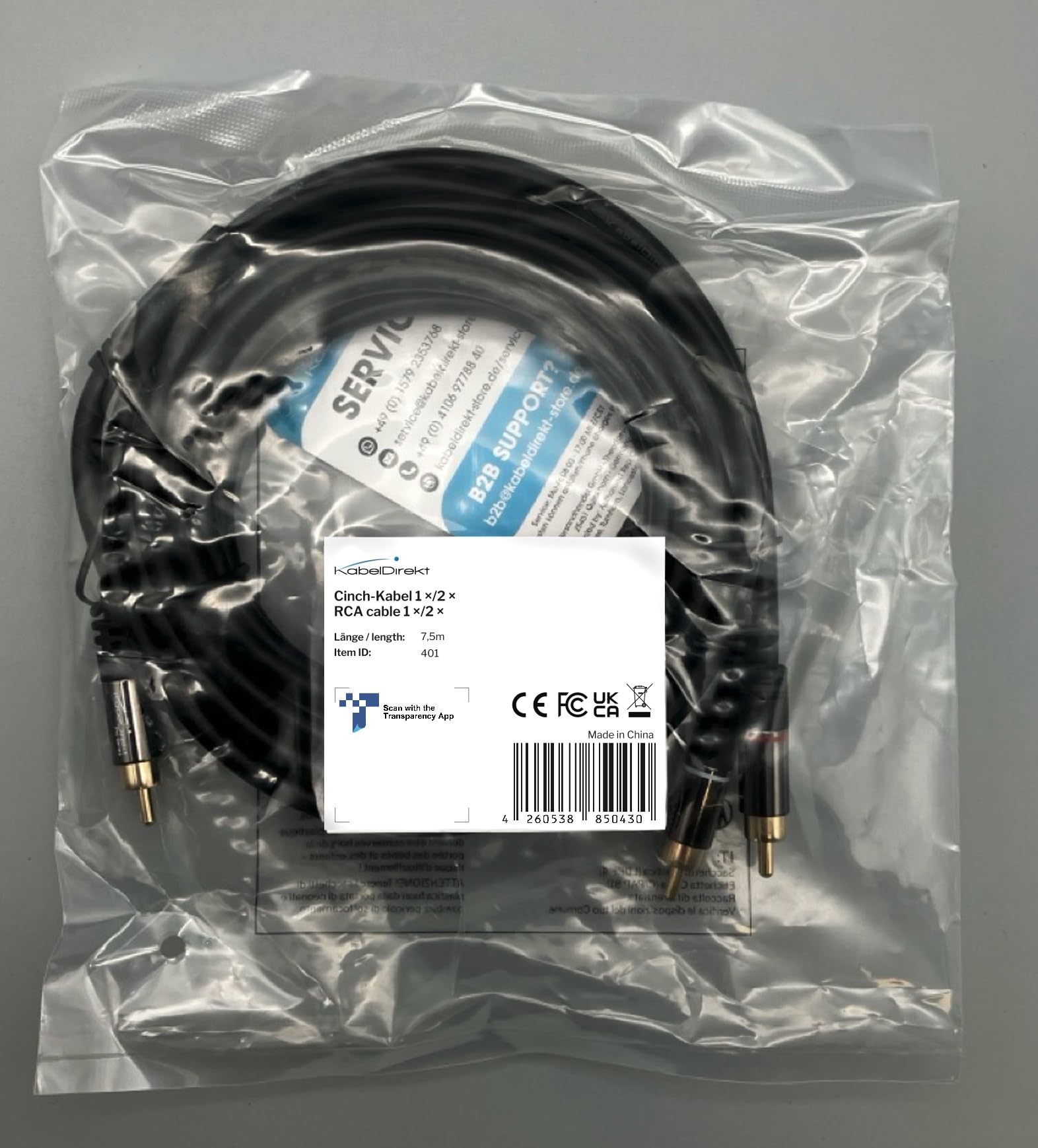 كابل KabelDirekt 401 بطول 7.5 متر RCA/phono Y، 1 إلى 2 RCA/phono، كابل صوت ستيريو (مقابس محورية ذكر/ذكر، تناظري/رقمي، محول للغواصات/الأمبير/Hi-Fis/السينما المنزلية/أجهزة الاستقبال) أسود