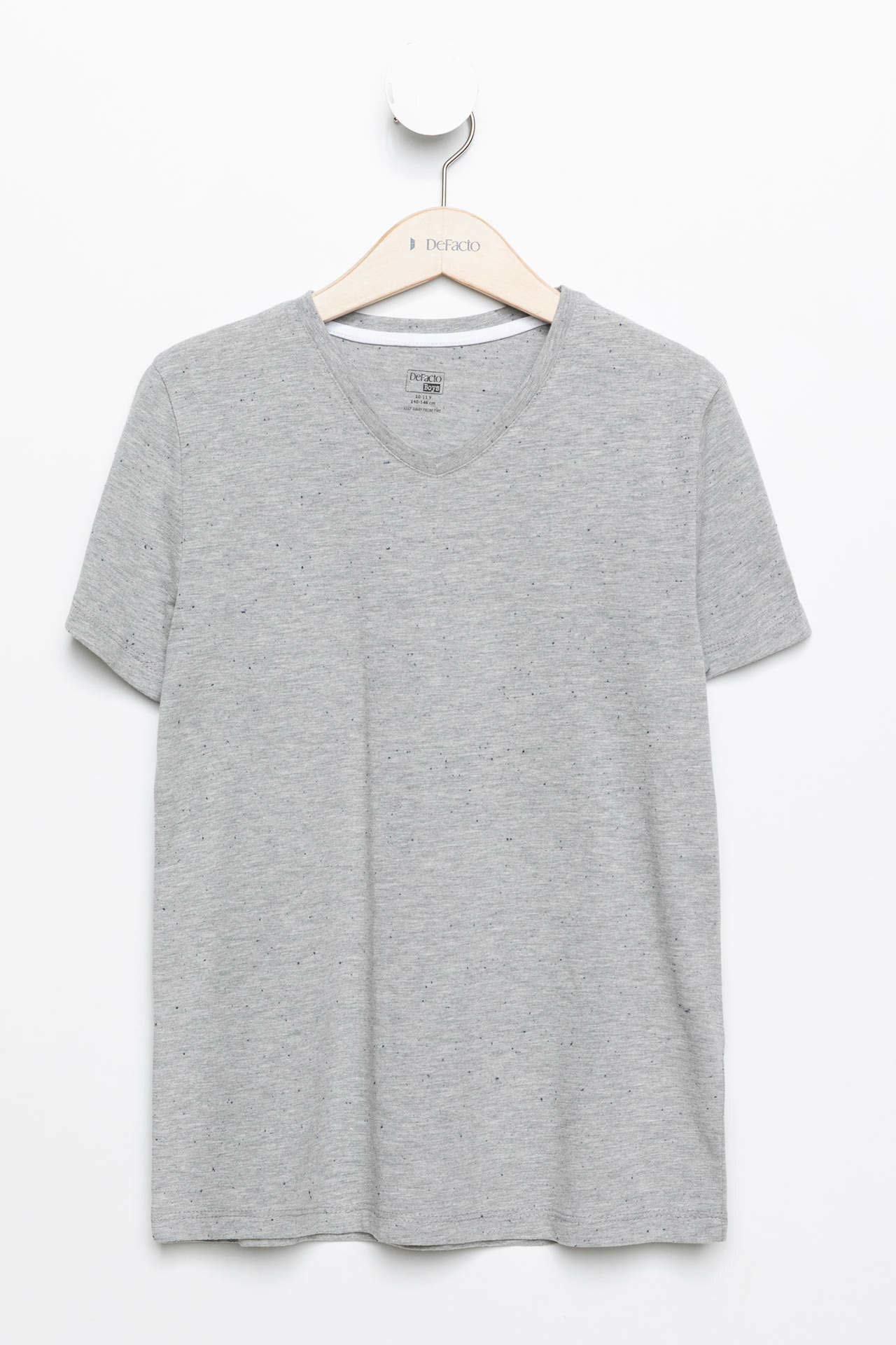 DeFacto V-Neck Regular Fit Solid T-Shirt for Boys -