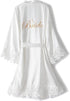 UrHot Women Satin Robe White One Size Soft Sleepwear